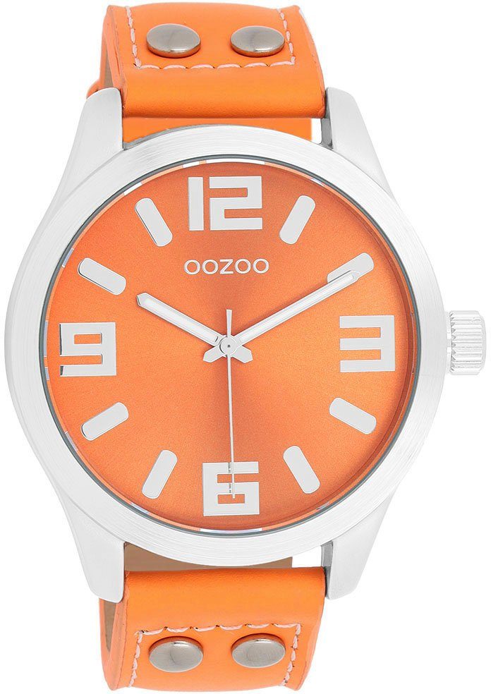 OOZOO Quarzuhr, Armbanduhr, Damenuhr, Herrenuhr, Lederarmband, Ø 46mm