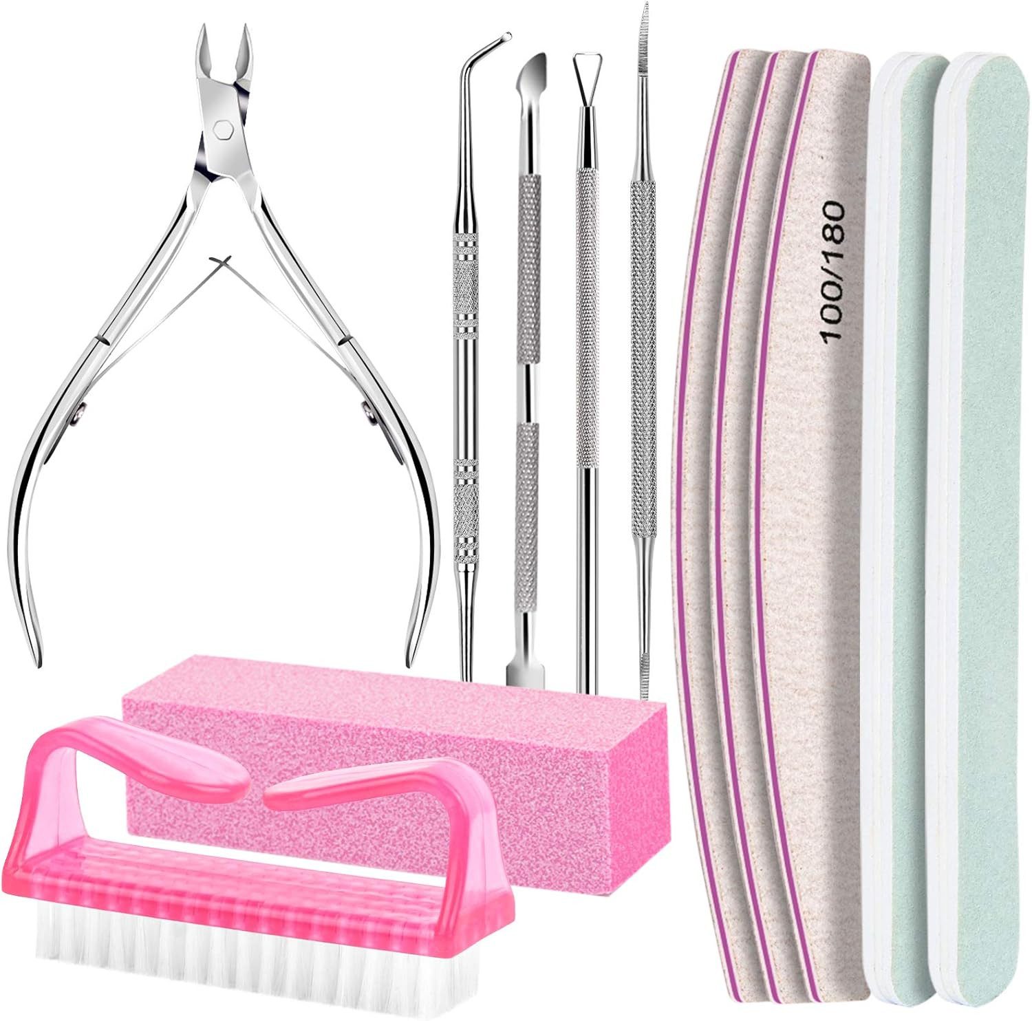 Refined Living Sandblatt-Nagelfeile 12 Stück Maniküre & Pediküre Set, Nagelpflege Set, Nagelfeilen 100/180, Umfassendes Profi-Maniküre-Set mit Nagelfeilen, Buffer, Zange, Schieber & Bürste, Buffer Für Nägel, Nagelfeilen Für Gelnägel, Nagelhautschieber, Buffer Für Gelnägel, Feilen Für Gelnägel, Nagelzange, Nagelfeilen Set,nagelstudio zubehör, 12-tlg., Nailart Zubehör,robust, waschbar & mehrfach wiederverwendbar, Für Maniküre,Pediküre & Nageldesign geeignet, Nagelpflege