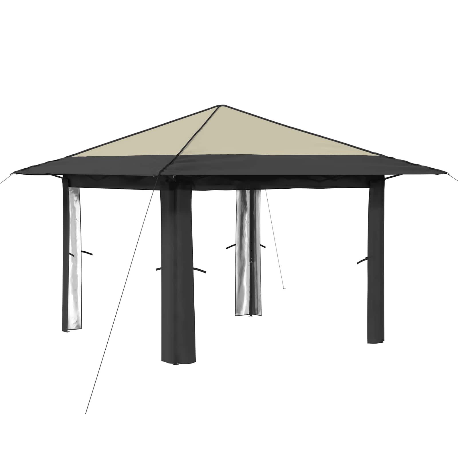 vidaXL Partyzelt Gazebo ohne Seitenwand 3,3 x 3,3 m Creme und Anthrazit