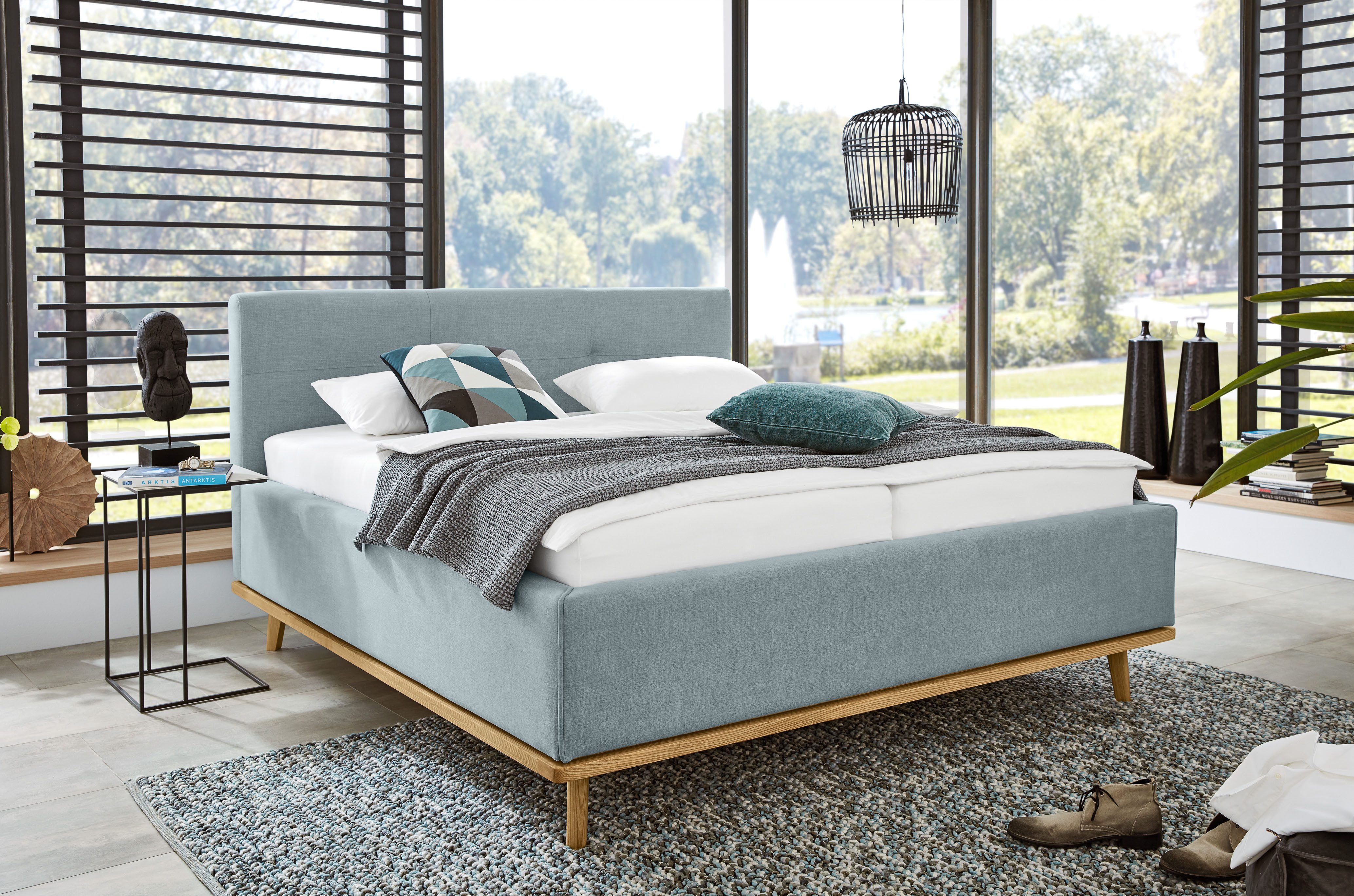 Musterring Polsterbett Delphi, Eicherahmen massiv, Kopfteil mit Steppung