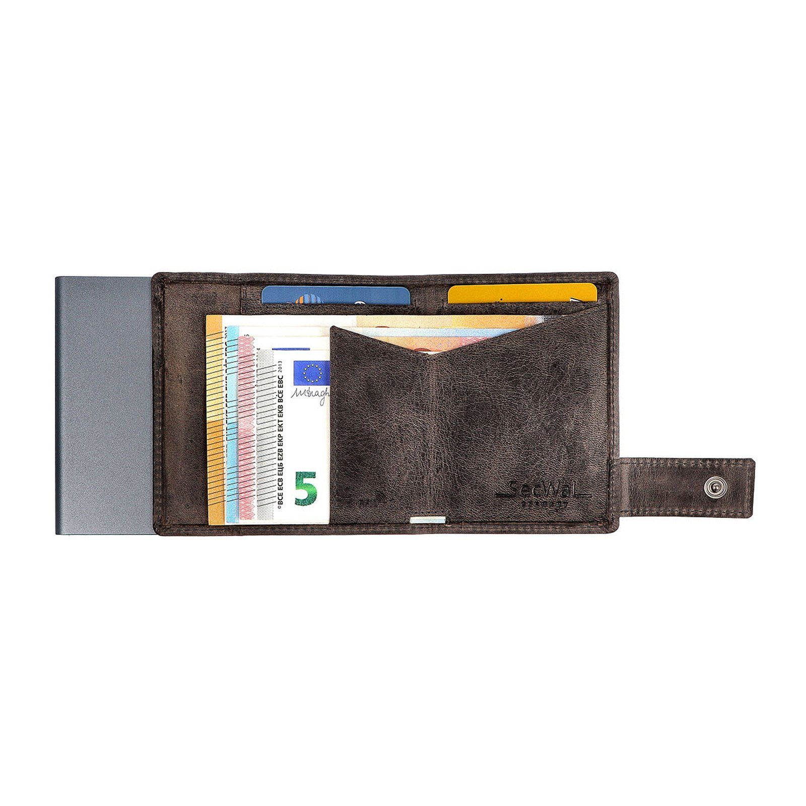 Schutz Hunter mit Grau RFID SW2XL, RFID Portemonnaie Geldbörse SecWal Münzfach Kartenetui Leder Geldbörse