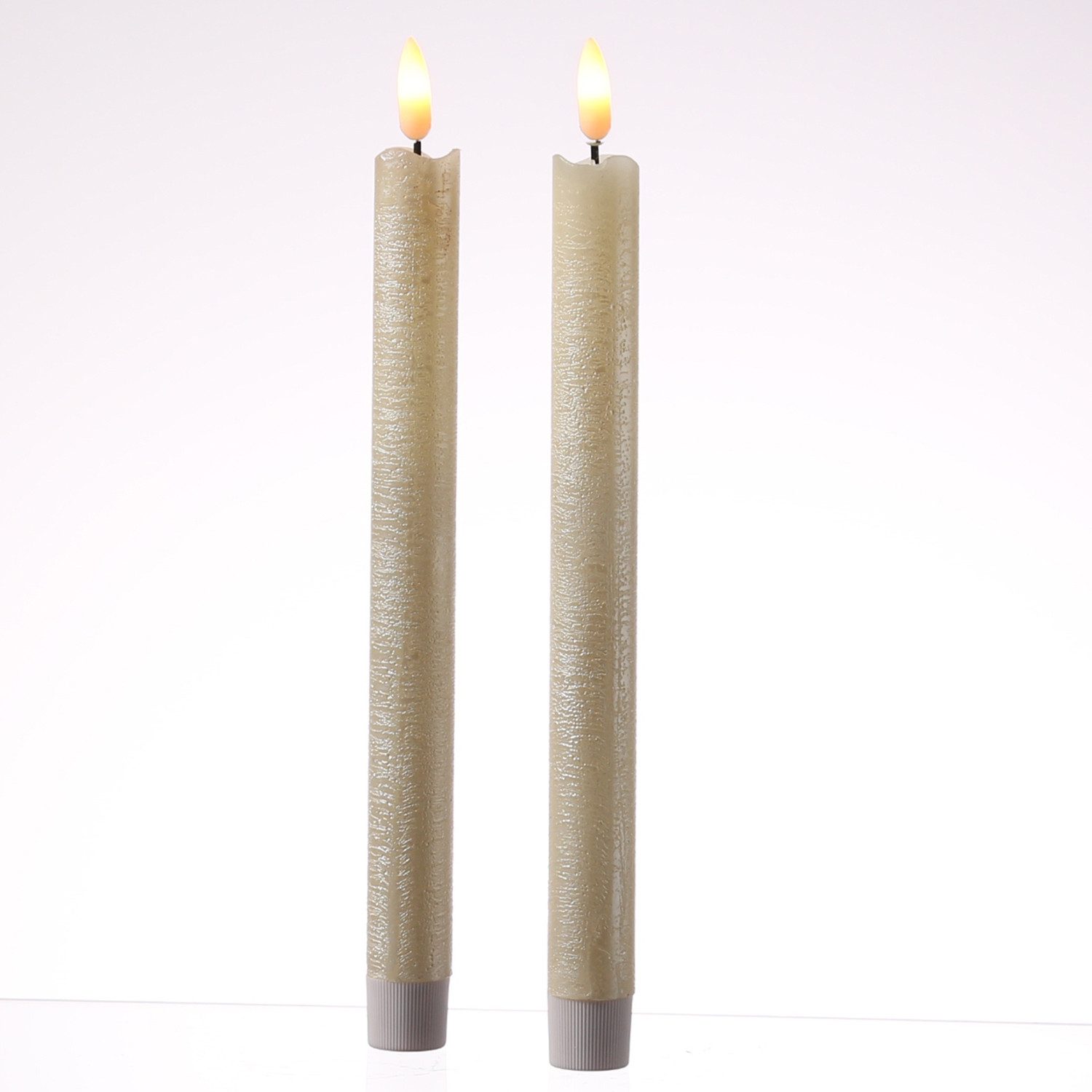 MARELIDA LED-Kerze LED Stabkerzen Tafelkerzen Dinner Spitzkerzen rustikal 25cm creme 2St, LED Classic, warmweiß (2100K bis 3000K) – Bild 5 von 5