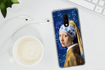 MuchoWow Handyhülle Mädchen mit Perlenohrring - Delfter Porzellan - Vermeer - Blumen -, Phone Case, Handyhülle OnePlus 7, Silikon, Schutzhülle