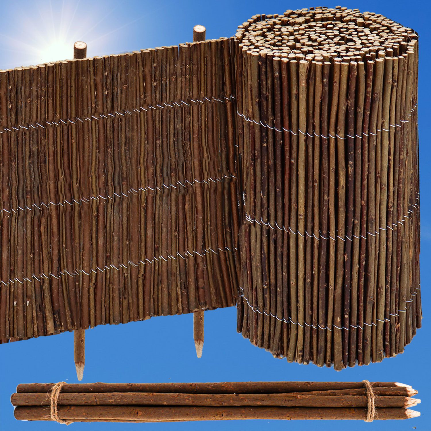 urfence Beetumrandung 300x20 Flexible Beeteinfassung Weide Rollborder, Rasenkante Beetumrandung