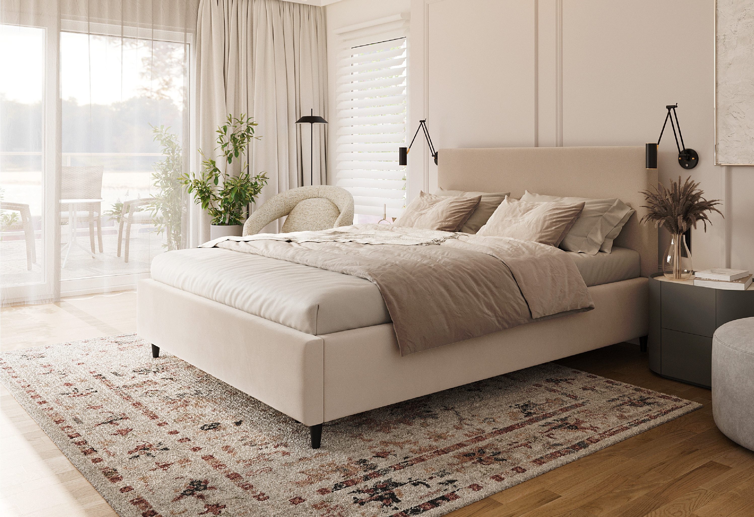 FDM Polsterbett modern mit Bettkasten MADE IN EU - mit hochwertigem Trinity Bezug (verfügbar 90x200 cm, 120x200 140x200 160x200 180x200 200x200 cm, Bettrahmen, Bett, mit großen gepolsterten Kopfteil, mit Bettkasten zum aufklappen), Hebbarer Metallrahmen, Bettkasten, mit/ohne Matratze