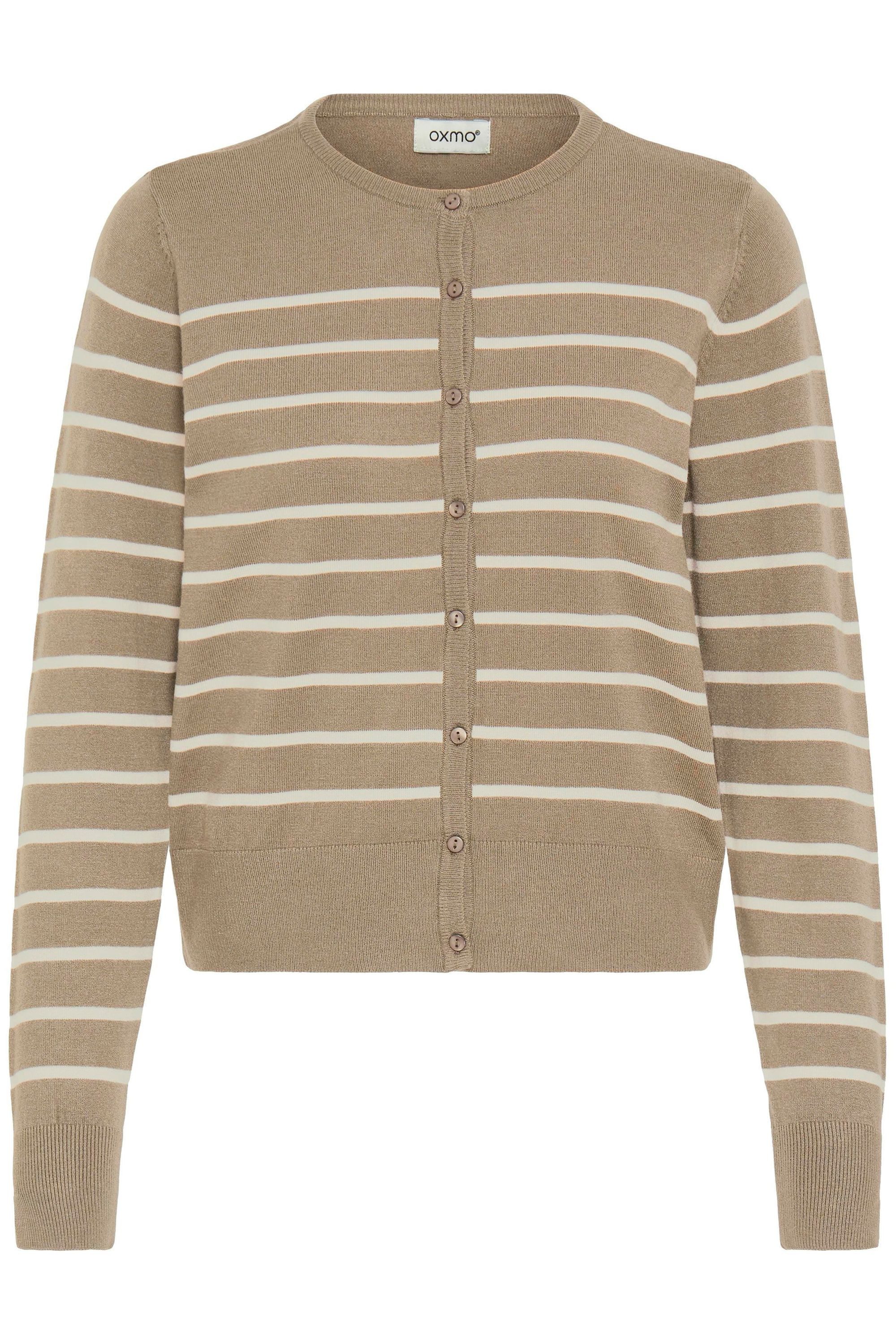 OXMO Strickjacke OXKeana Modischer Feinstrick-Cardigan mit Streifen