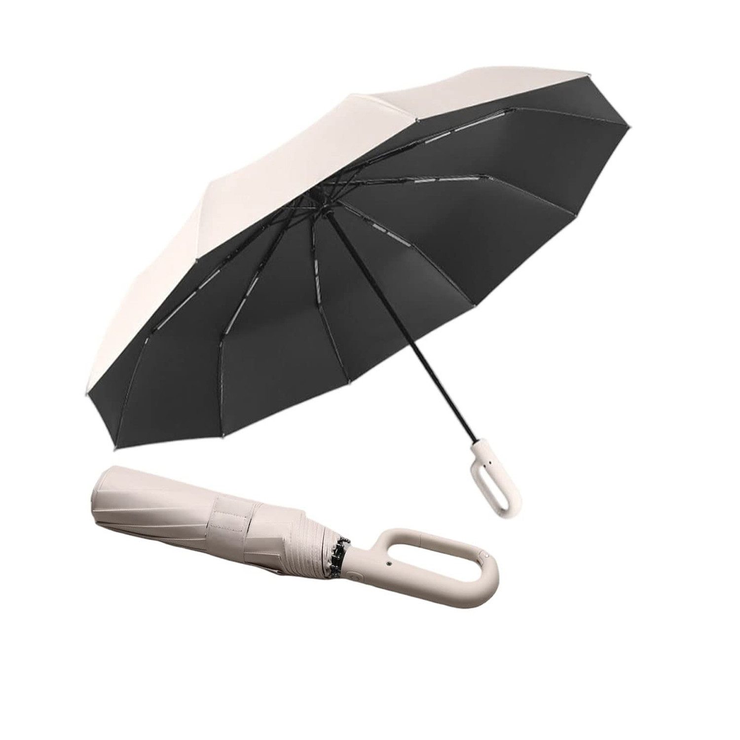 Coonoor Taschenregenschirm Vollautomatischer Faltregenschirm, großer Taschenschirm,(106cm, 126cm), D-förmiger Ringregenschirm, Outdoor-Sonnenschirm