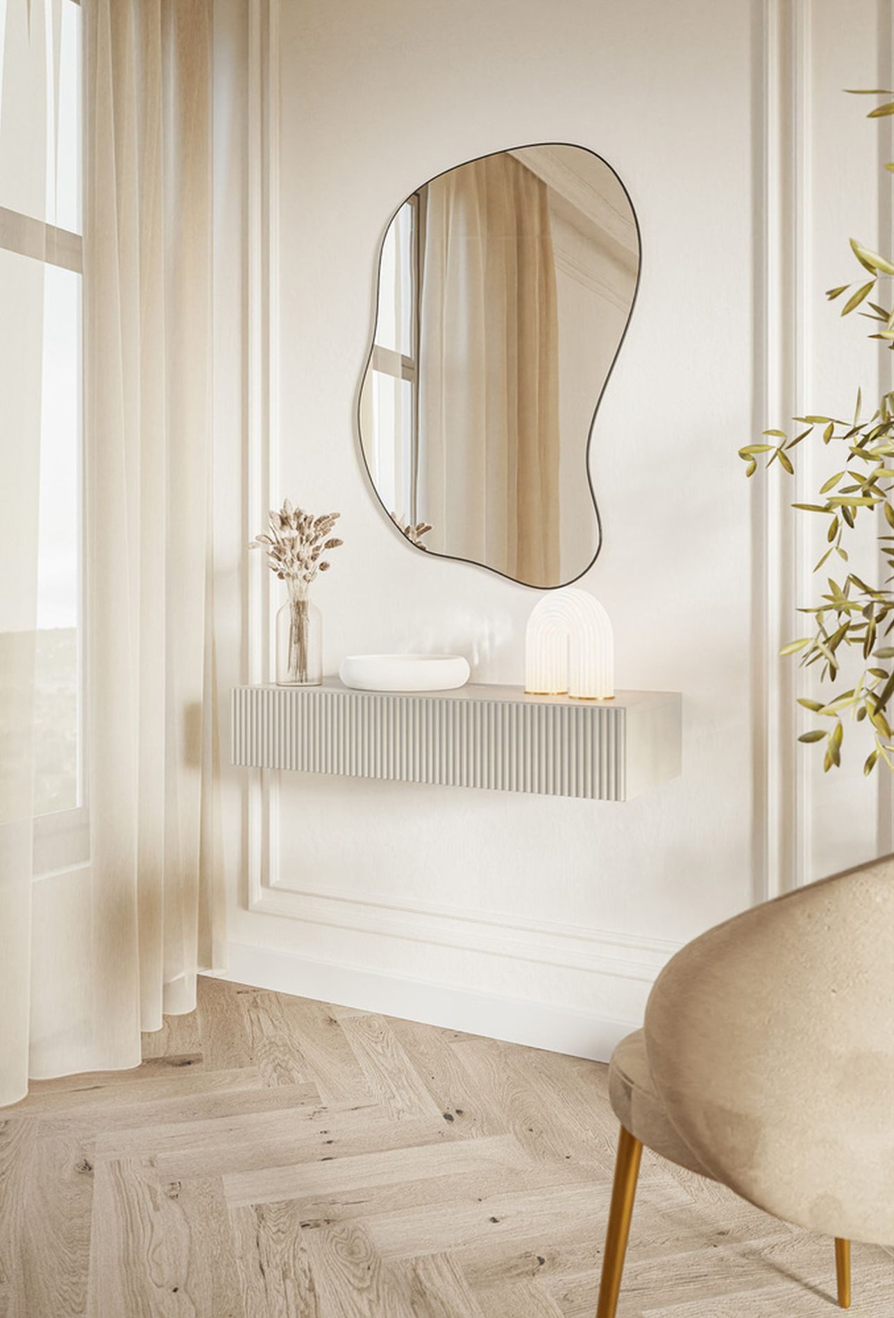 Selsey Konsolentisch VELDIO, hängend, mit gefräster Front und Schublade, 90 cm