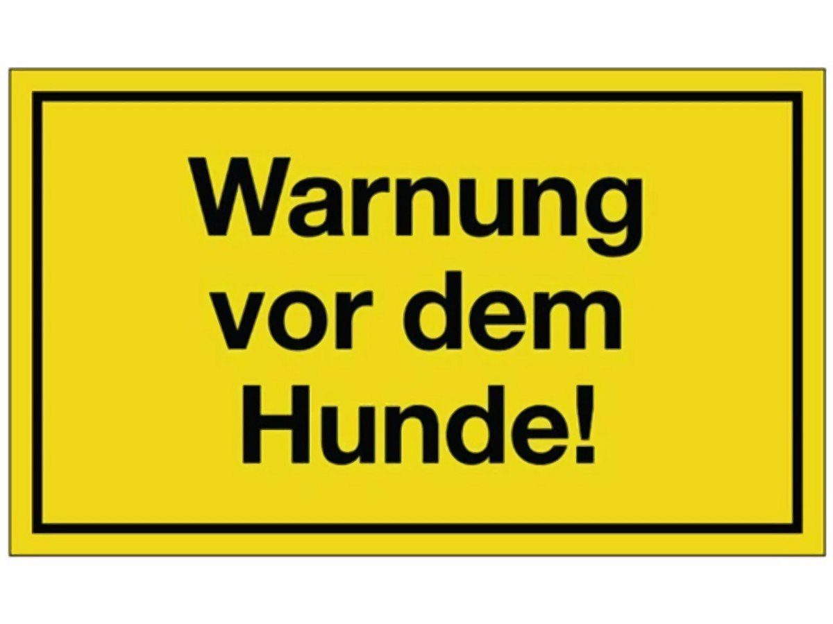 PROMAT Hinweisschild Hinweiszeichen Warnung vor dem Hunde L250xB150mm gelb schwarz Ku. Warn