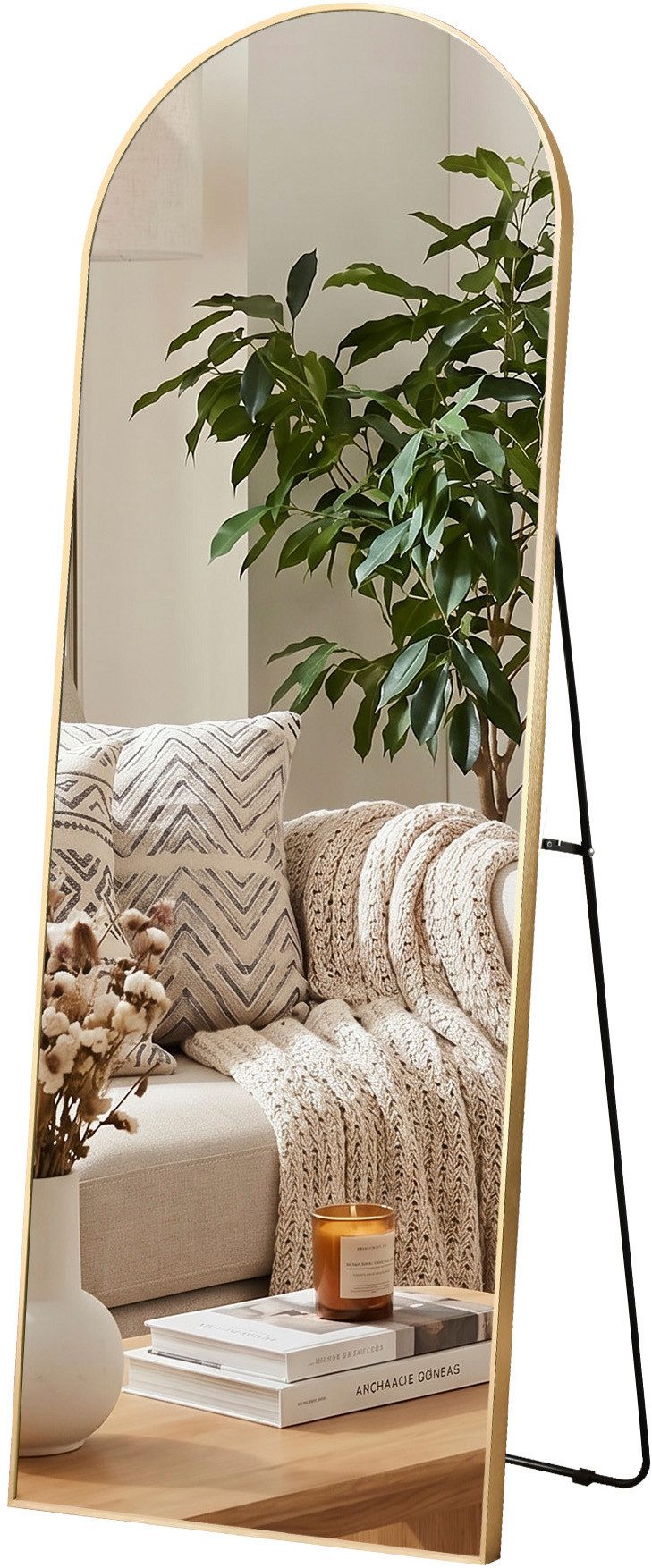 OTTO home Spiegel Standspiegel Addrik, wahlweise in 2 Größen 150x40cm oder 180x60cm (als Wandspiegel und Standspiegel einsetzbar, Rahmen aus Metall), Ganzkörperspiegel mit Sicherheitsglas, in verschiedenen Farben