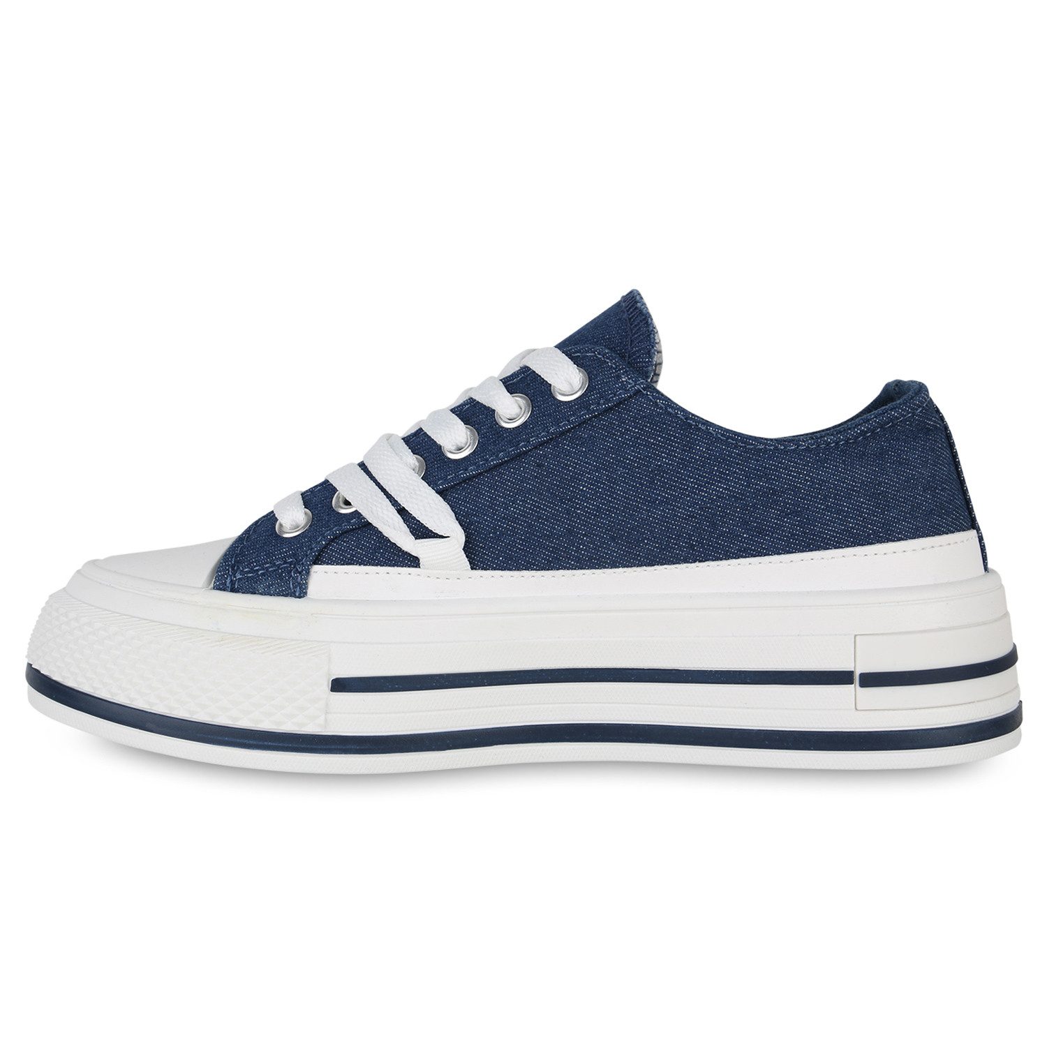 VAN HILL 840989 Sneaker Damen Sneaker Low Schnürer Prints Wedges Stoff günstig online kaufen