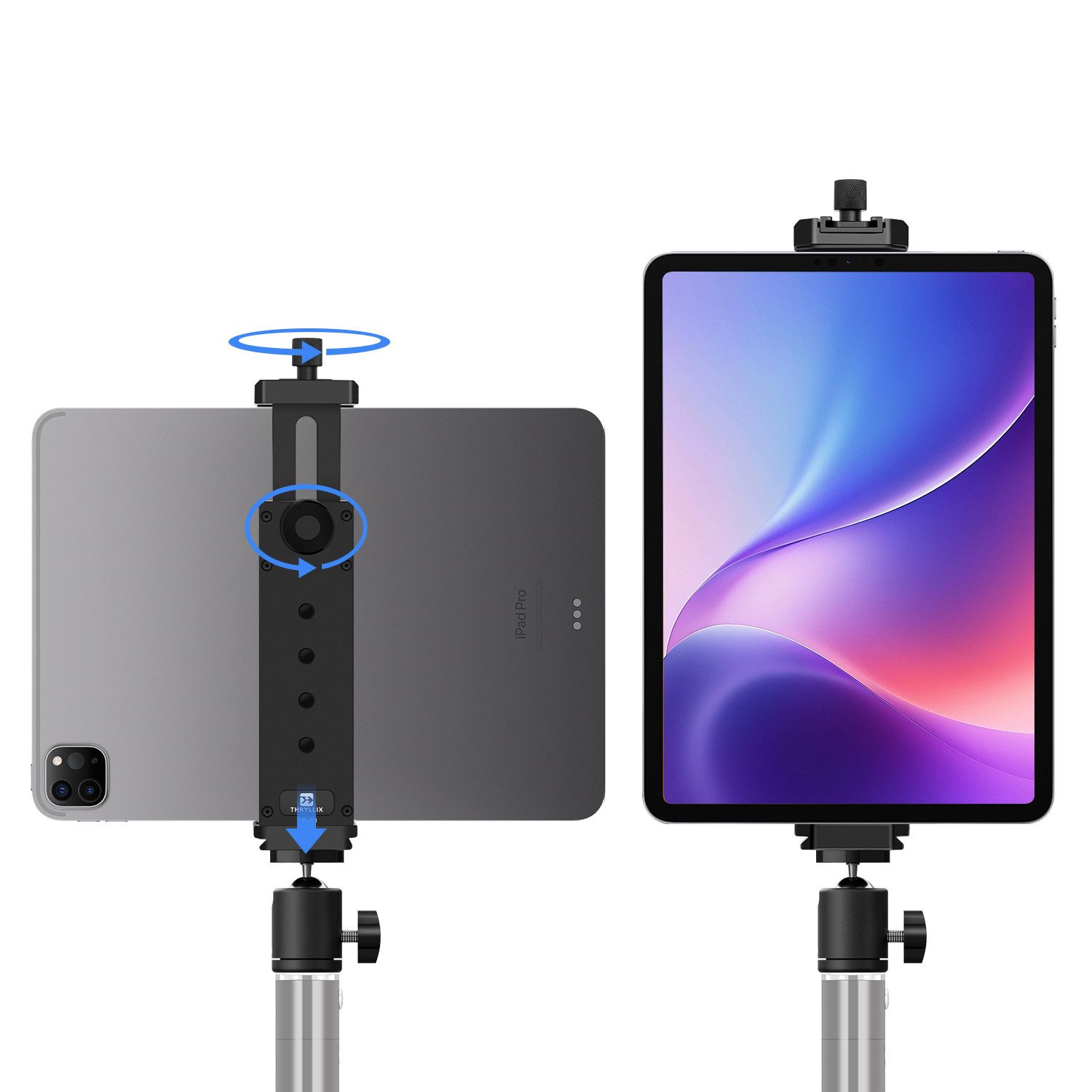 NUODWELL Aluminium Handy Stativ Adapter, Arca-Swiss Tablet-Stativ-Adapter Handstativ (360° drehbarer, für iPad Pro Air, 4,7"-12.9" Tablets und Smartphones)