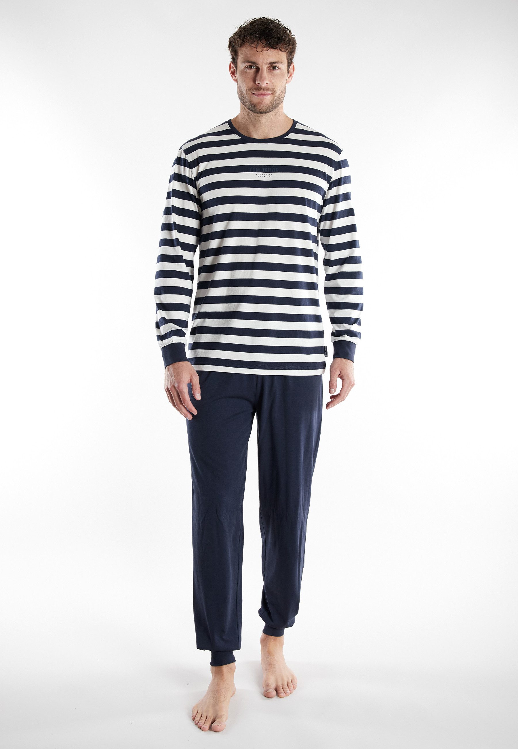 TOM TAILOR Schlafanzug Milos (2 tlg) Langarm, Rundhalsausschnitt, gestreift günstig online kaufen