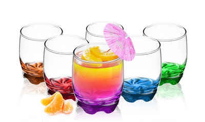 Sendez Стекло-Set 6 Trinkgläser 250ml mit farbig bemaltem Boden Glas Wassergläser Saftgläser
