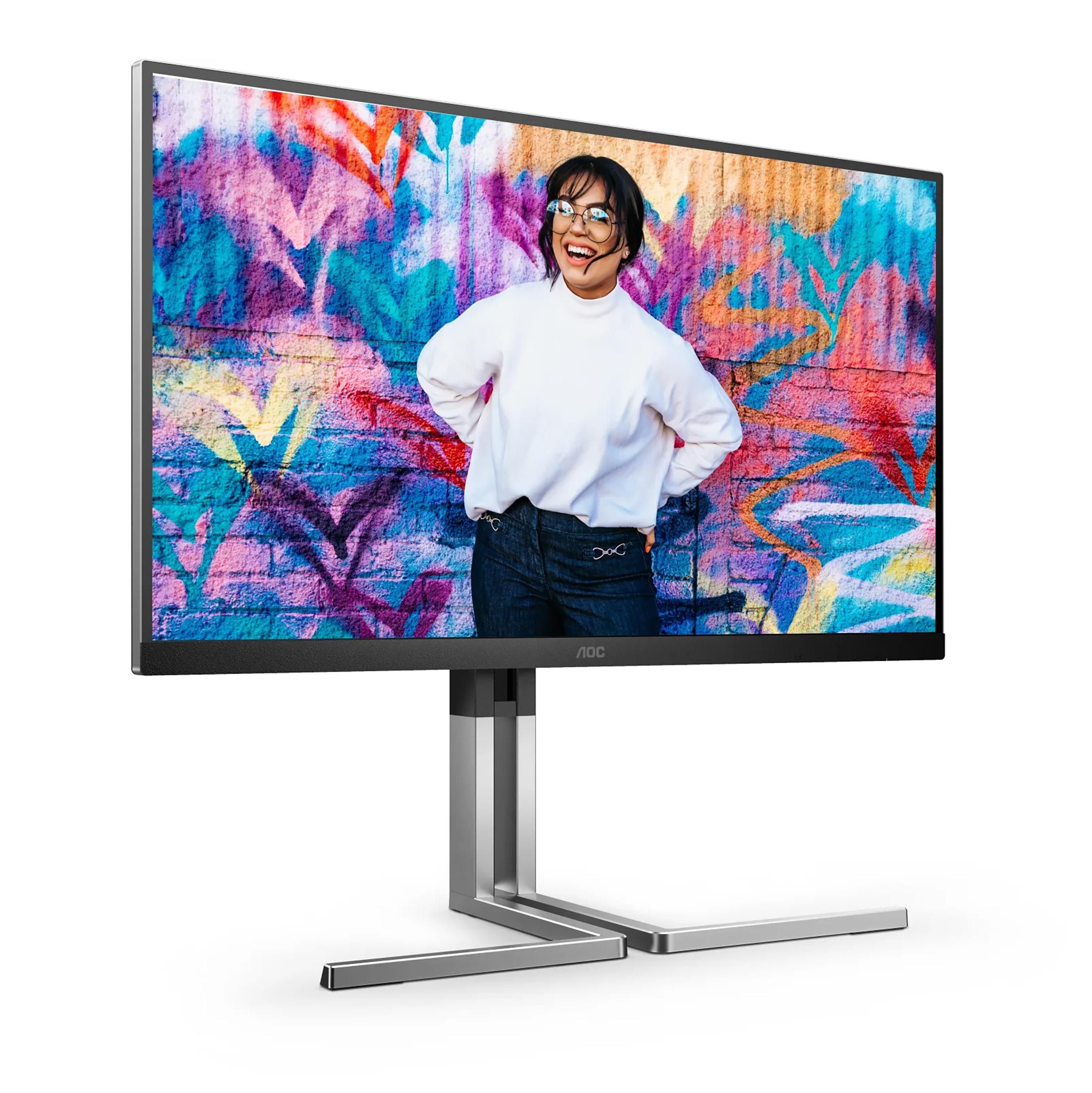 AOC Q27U3CV, 27" LED-Monitor (68,6 cm/27 ", 2560 x 1440 px, WQHD, 4 ms Reaktionszeit, 75 Hz, IPS, höhenverstellbar, USB-C)