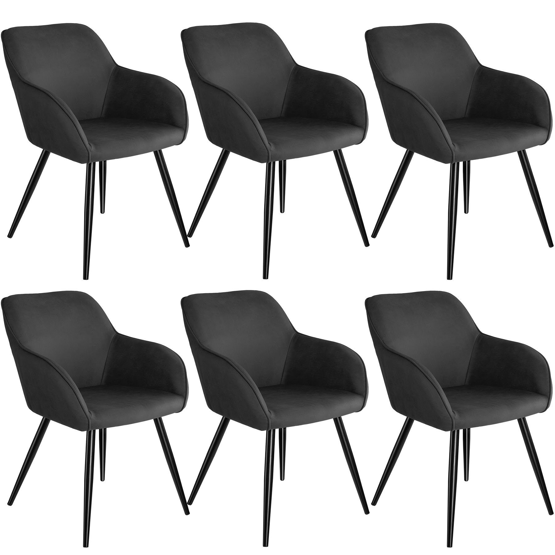 tectake Esszimmerstuhl »6er Set Stuhl Marilyn Stoff, schwarze Stuhlbeine«  (6 Stück), gepolstert online kaufen | OTTO
