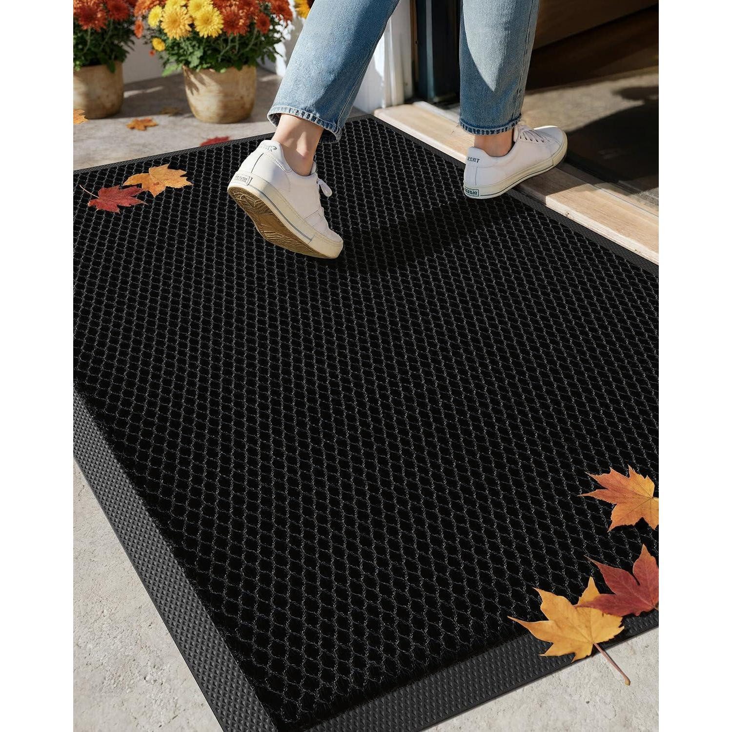 LuxusKollektion Fußmatte Fußmatte Schwarz 43x76 cm, rechteckig, Höhe: 10 mm
