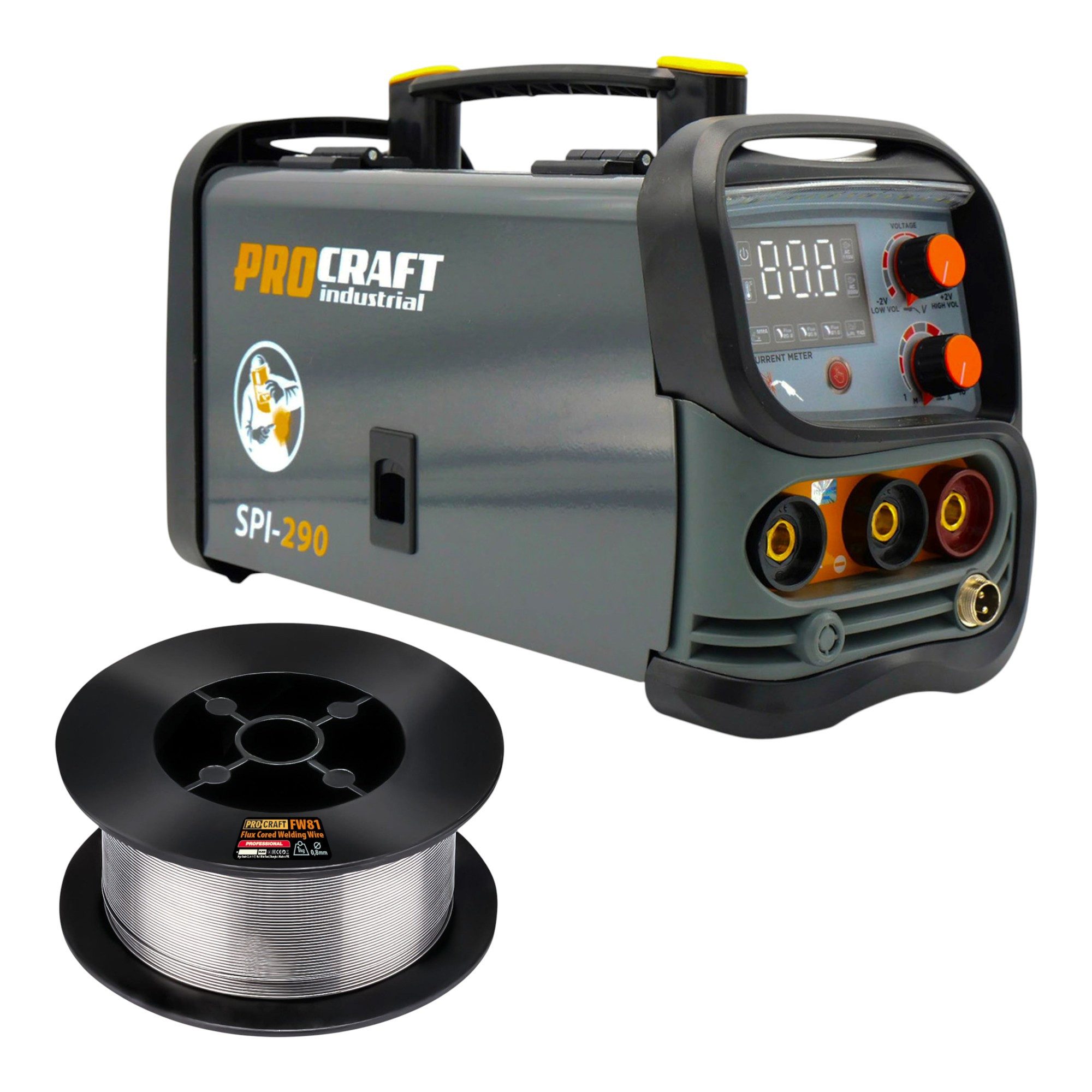 PROCRAFT industrial Elektroschweißgerät SPI-290 Kombi Inverter Schweißgerät 3,8 kW Co Flux MMA TIG Lift