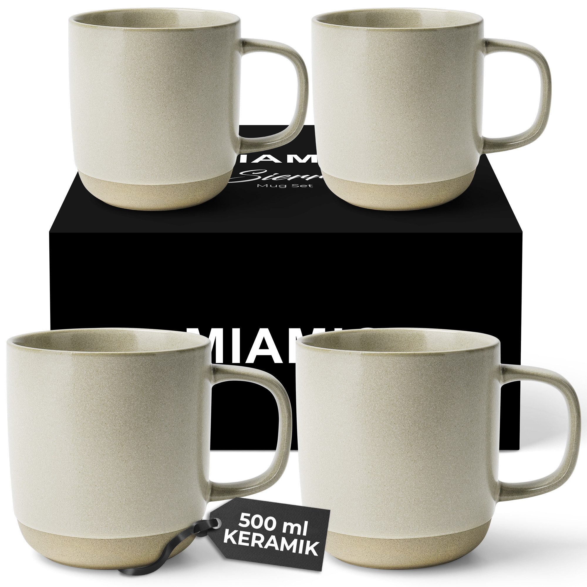 MiaMio Tasse Tassen-Set 4er / 500 ml Kaffeetassen - Sierra Kollektion