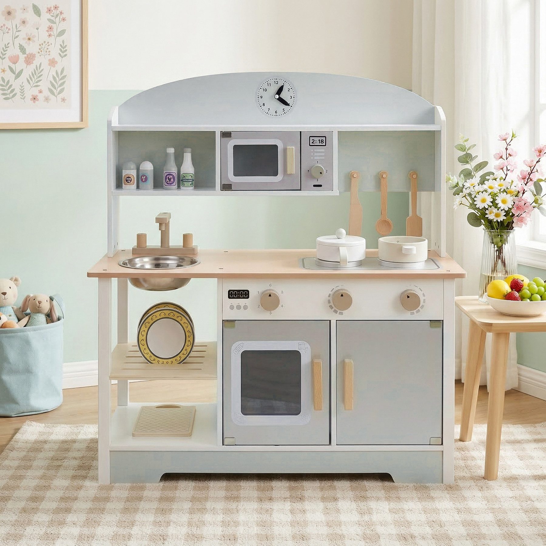 HomeMiYN Spielküche Kinderküche Holz Spielküche Spielzeug Multifunktionales, Hergestellt aus Holz