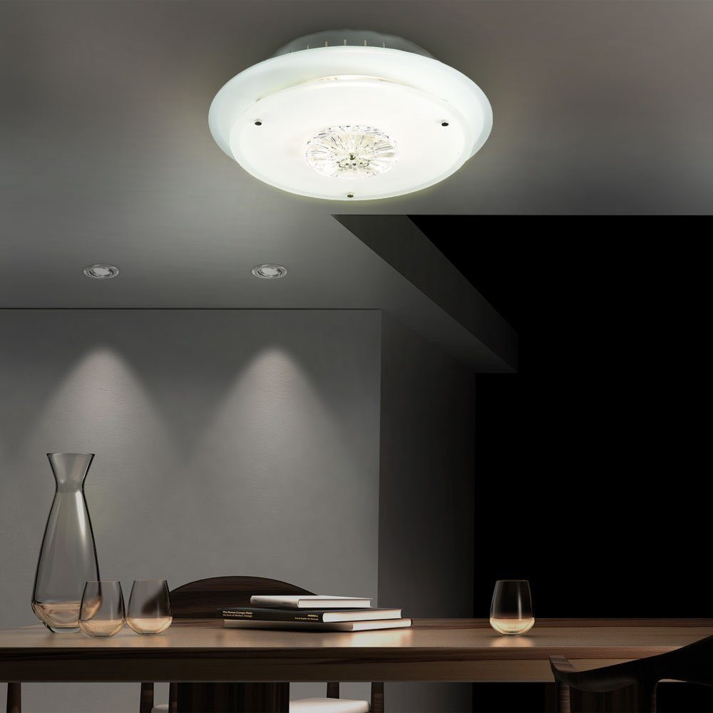 etc-shop LED Deckenleuchte, Leuchtmittel inklusive, Warmweiß, Design Decken Leuchte Wohn Zimmer Kristall Glas Strahler