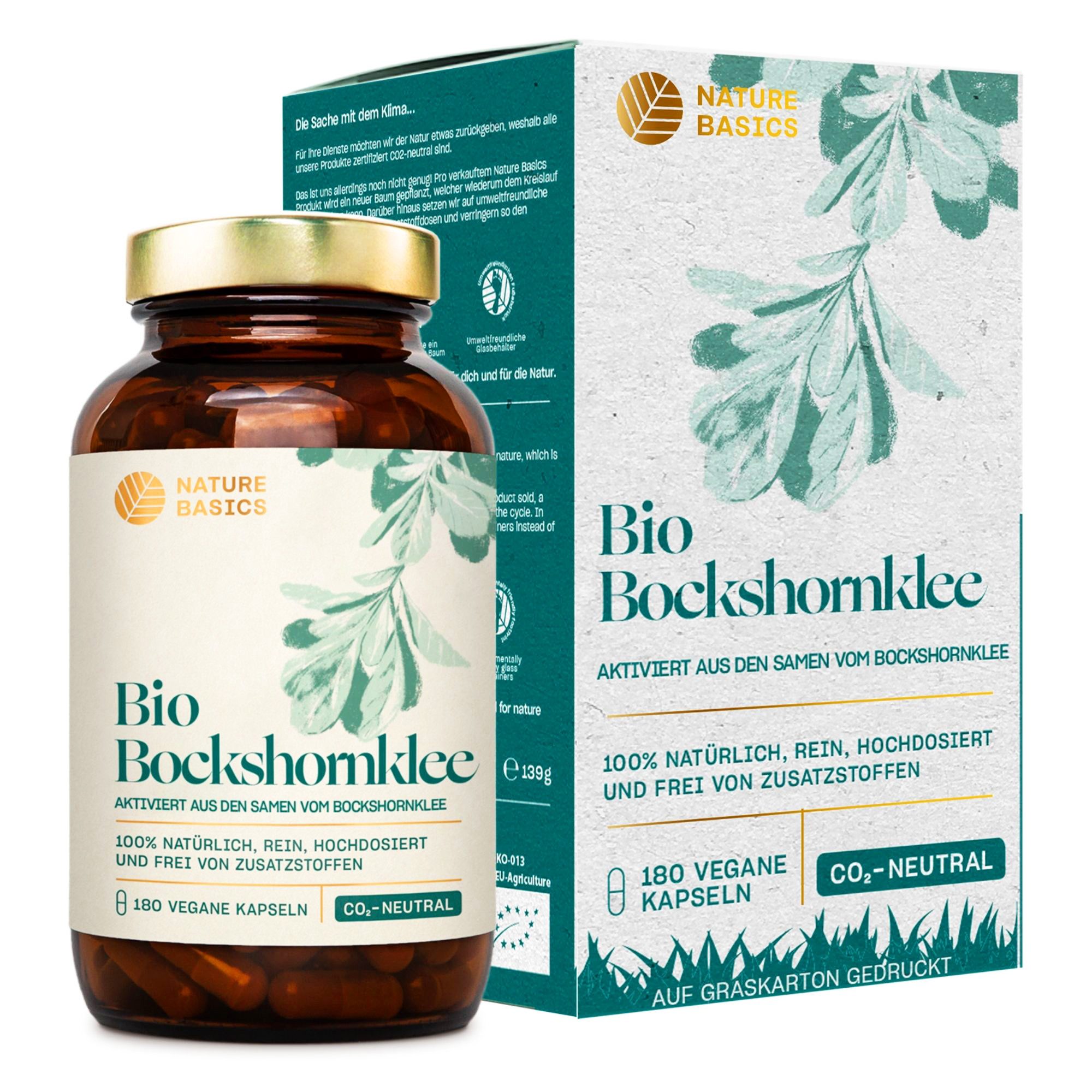 Hochwertiges Bio Bockshornklee Vegan & Nachhaltig im Braunglas 180 Kapseln