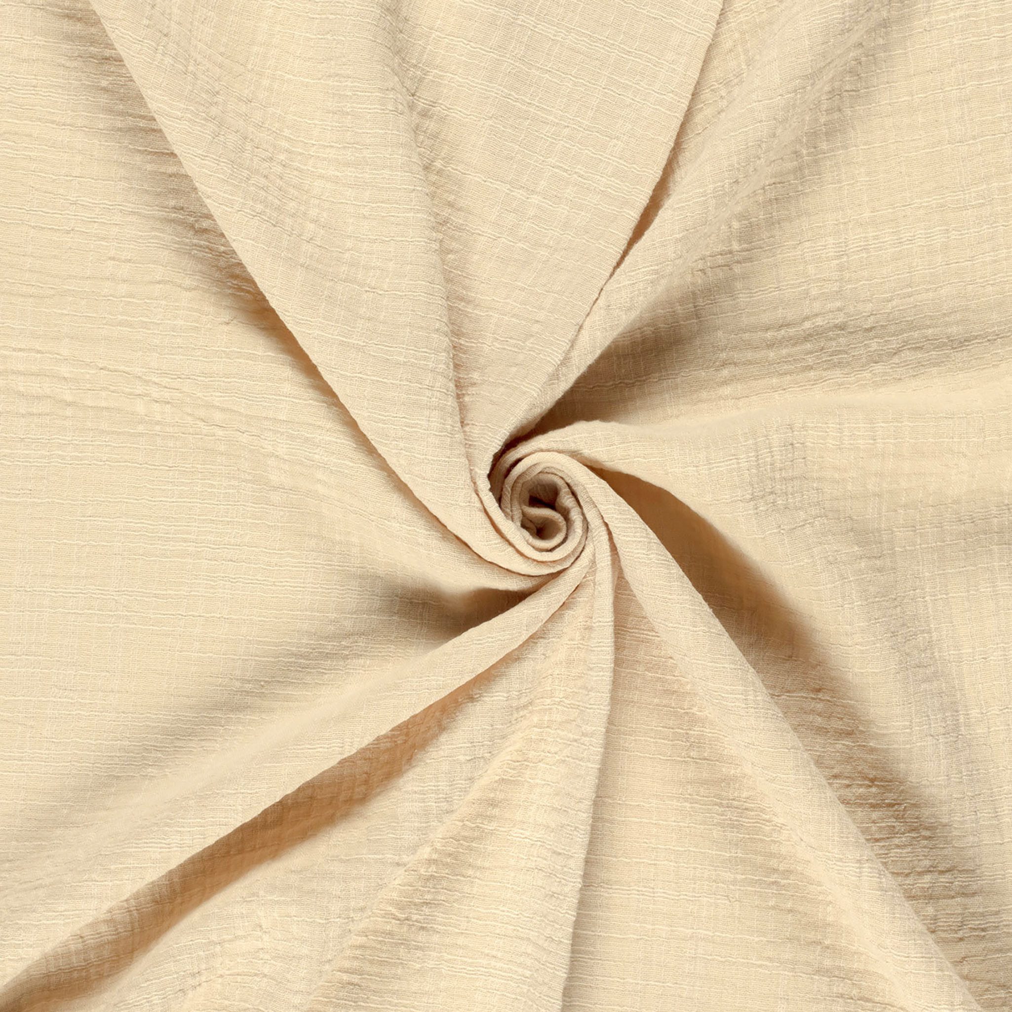 maDDma Stoff Musselin Slub Double Gauze ab 1m x 1,30m unifarben Baumwollstoff, hellbeige