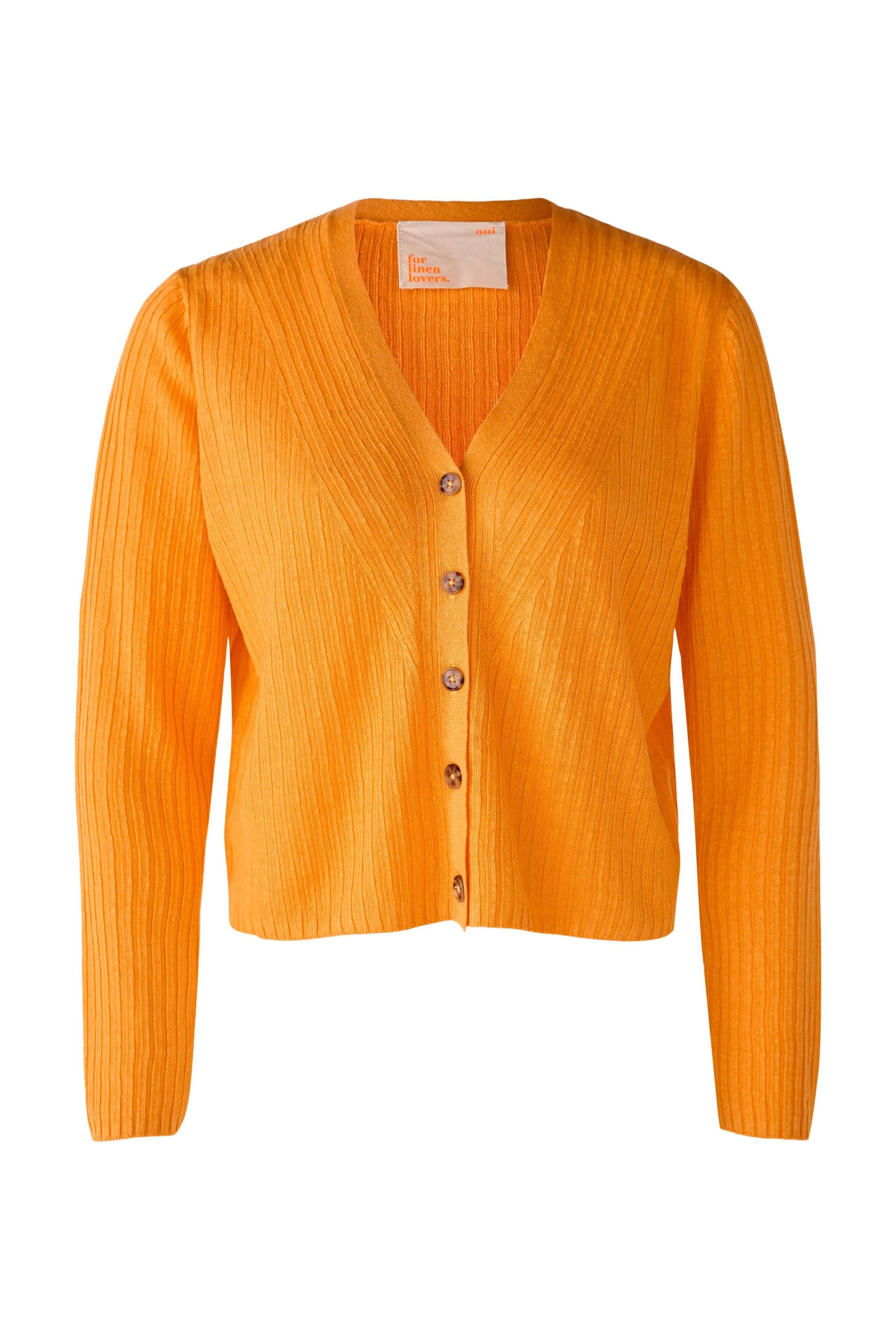 Oui Strickjacke Strickjacke aus reinem Leinen