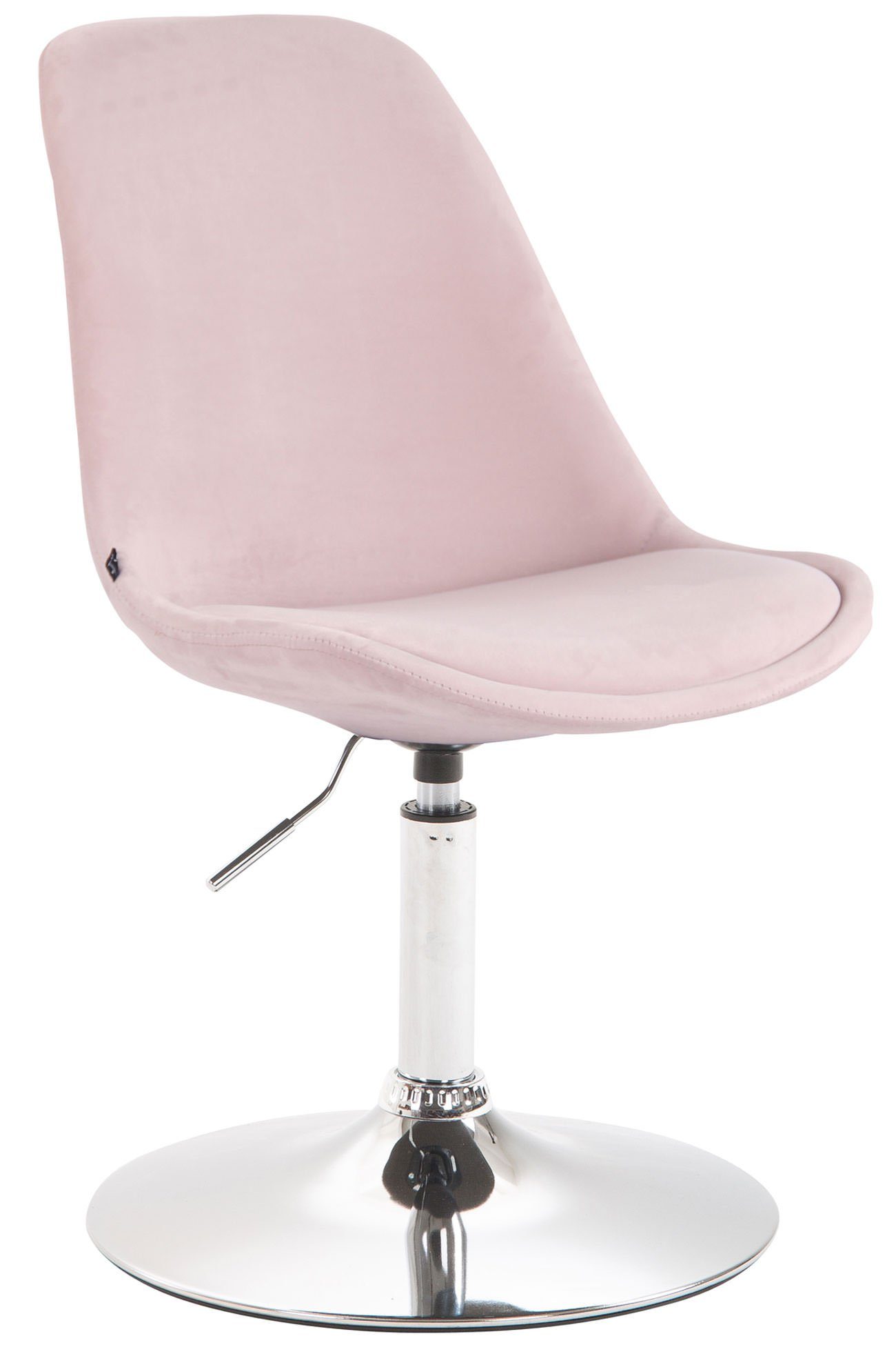 Konferenzstuhl - (Küchenstuhl Esszimmerstuhl Sitzfläche Polsterstuhl), mit - - gepolsterter Sitzfläche: pink TPFLiving Mavic Wohnzimmerstuhl Esstischstuhl - chrom Metall Gestell: hochwertig - Samt
