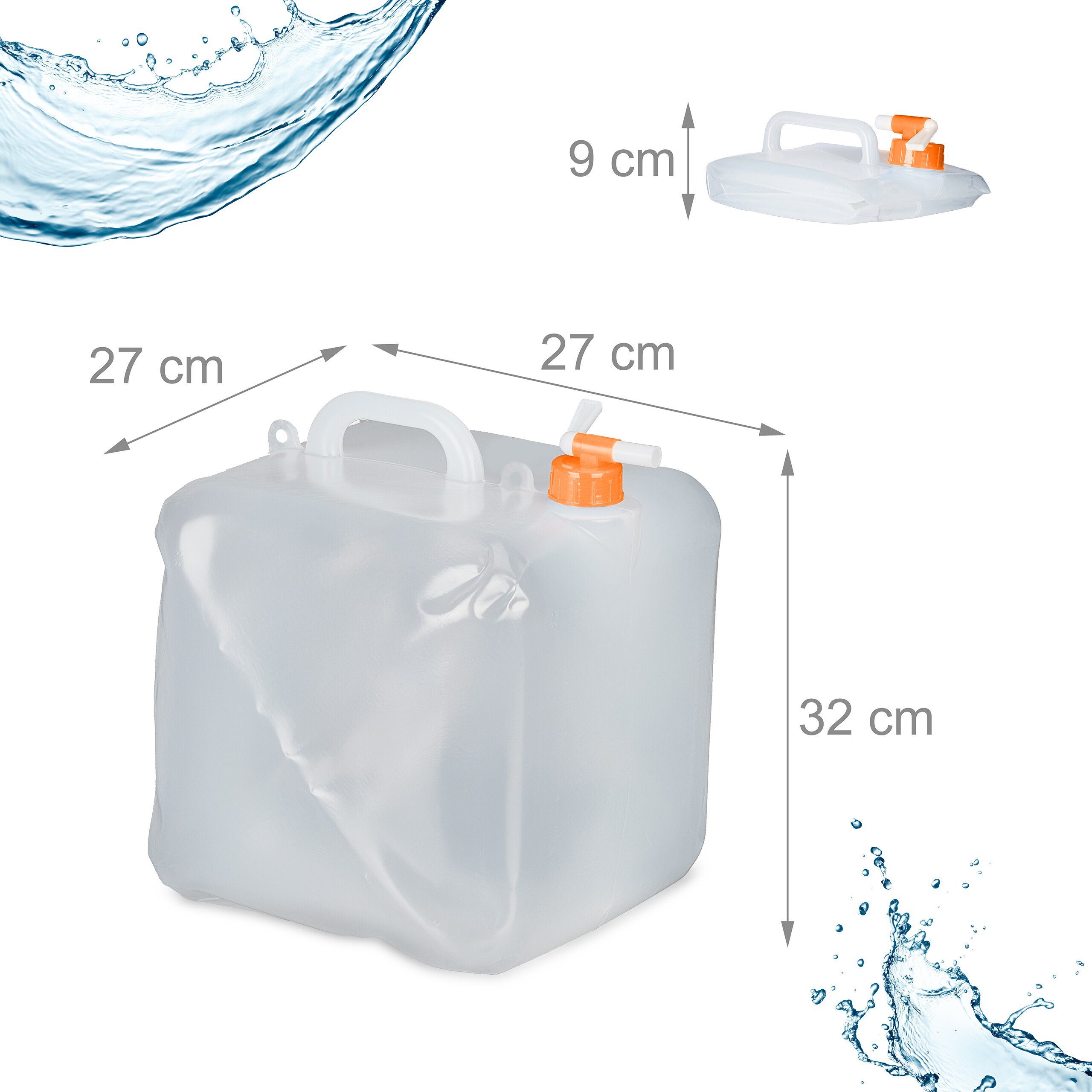 relaxdays Kanister Orange 4er Wasserkanister Faltbarer l, Transparent Set 20 Schwarz Orange