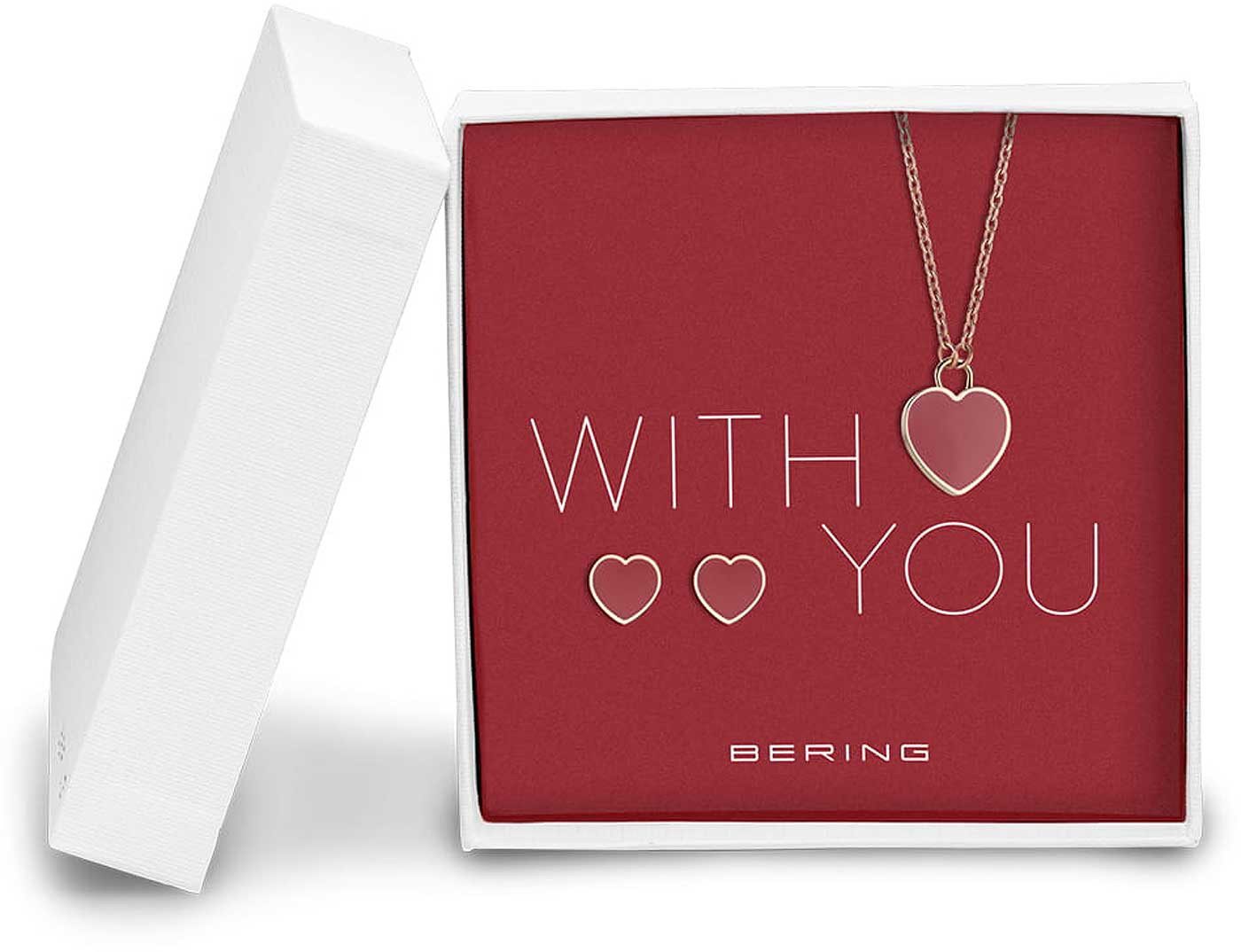Bering Schmuckset Halskette mit Herz Anhänger und Herz Ohrringe - Bering Jewelry