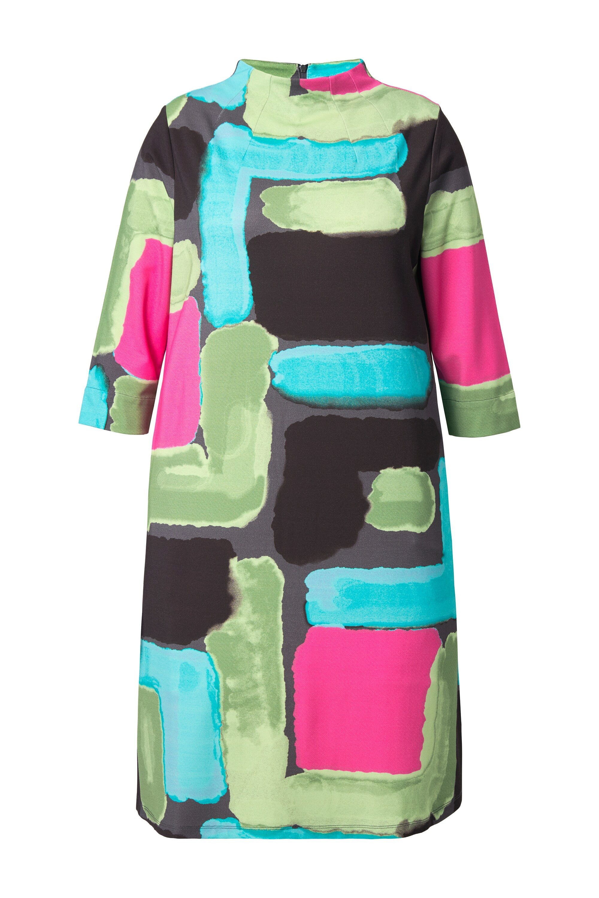 Ulla Popken Jerseykleid Punto-Kleid A-Linie Stehkragen Taschen 3/4-Arm günstig online kaufen