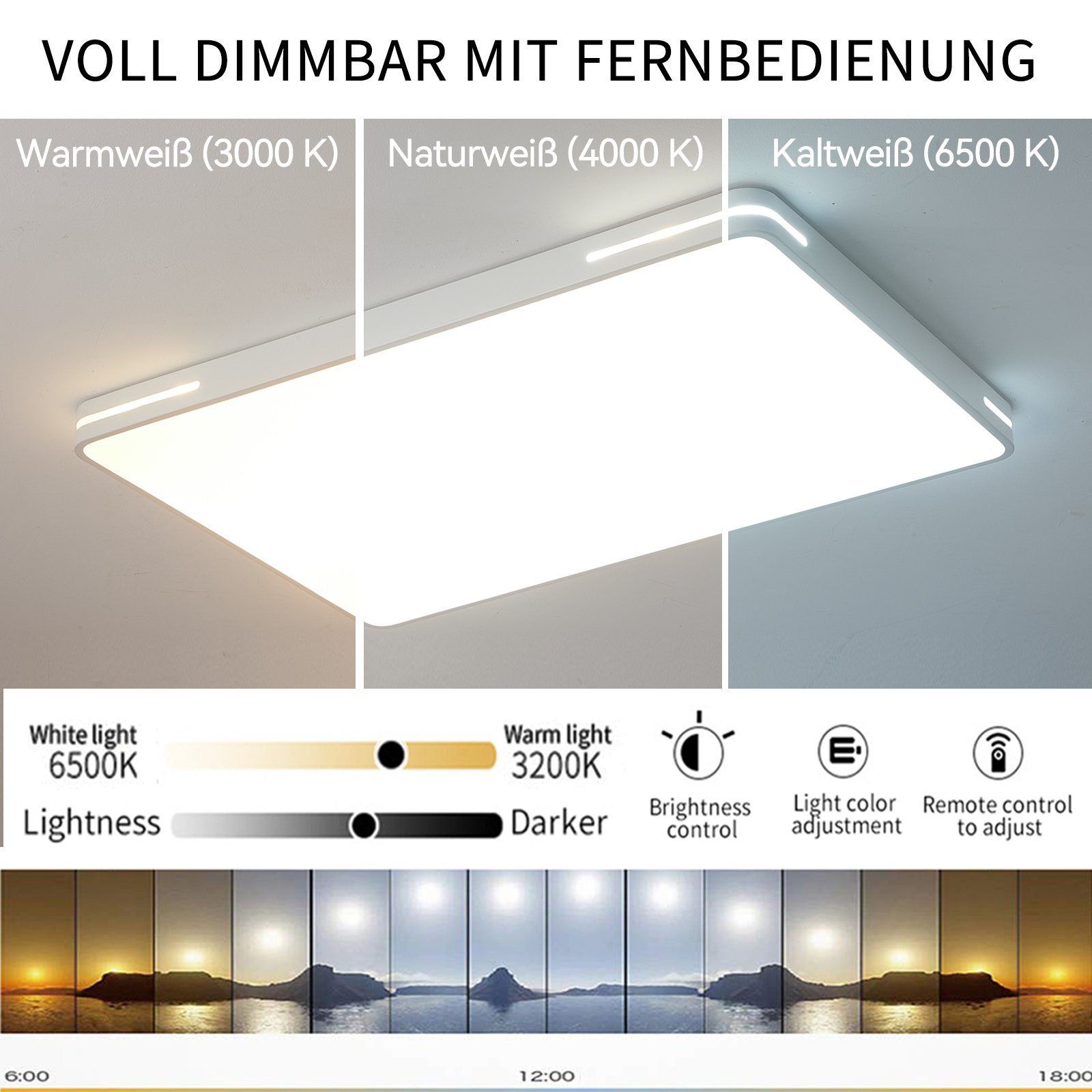style home LED Deckenleuchte Modern Deckenlampe für Wohnzimmer Schlafzimmer, 192W-Dimmabr 3000-6000K, LED fest integriert, warmweiß bis kaltweiß dimmbar mit Fer – Bild 5 von 5