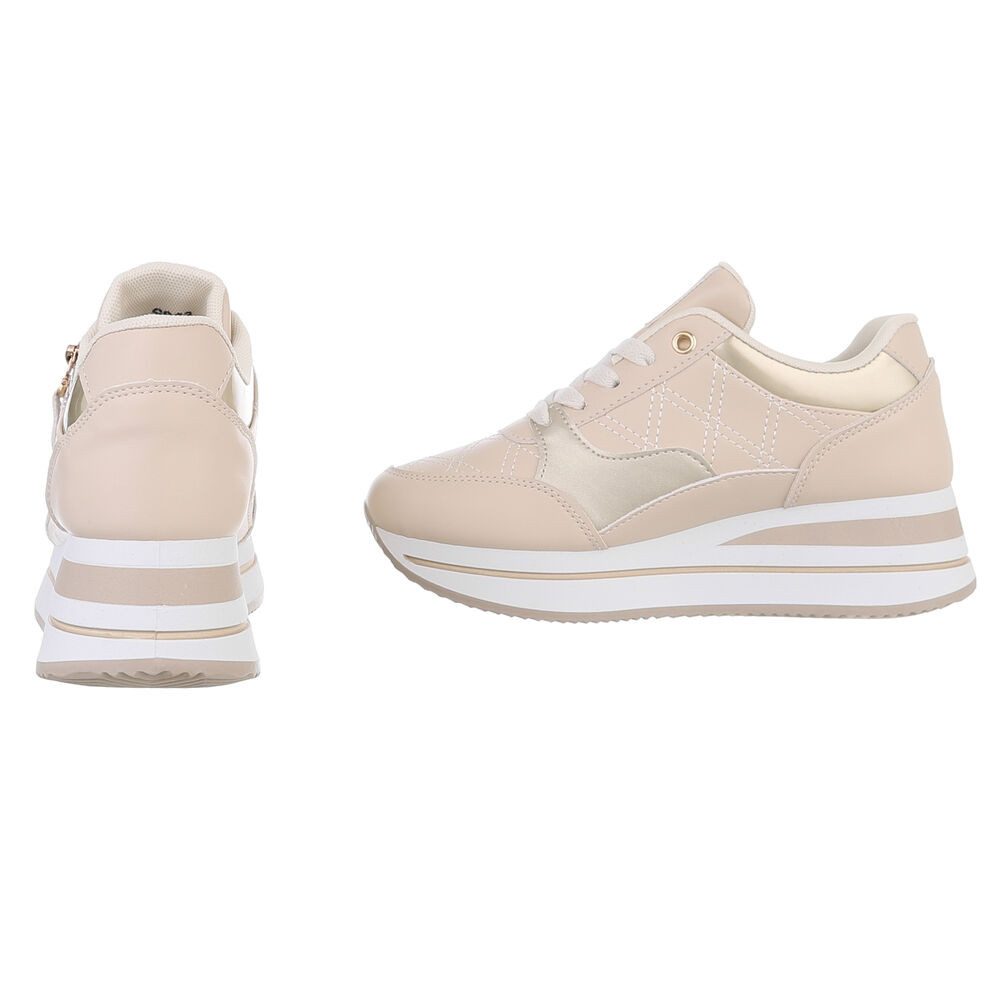 Ital-Design Damen Low-Top Freizeit Sneaker (88671442) Keilabsatz/Wedge Sneakers Low in Beige – Bild 5 von 5
