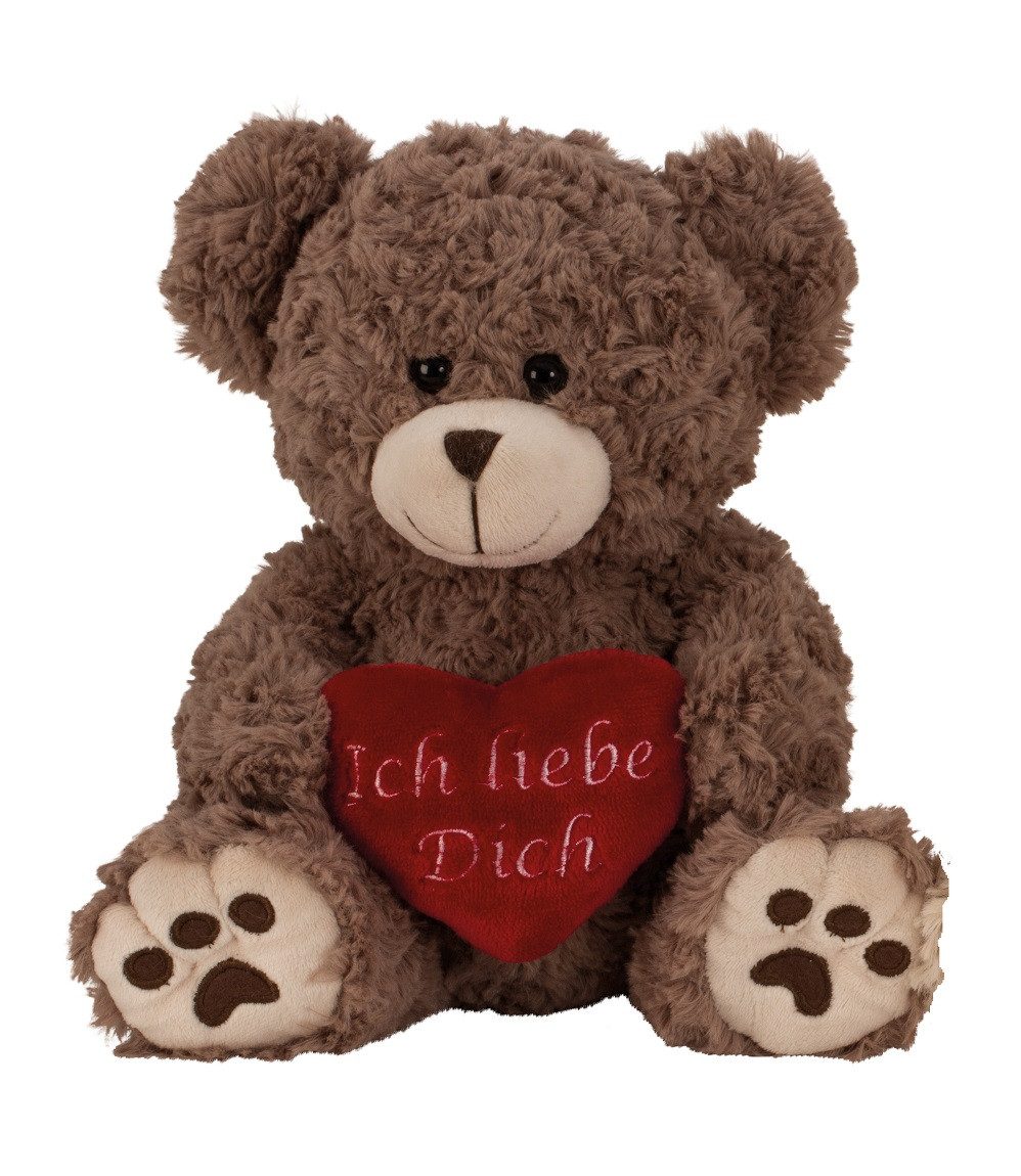 Geschenkestadl Plüschfigur Süßer Teddybär mit Herz „Ich liebe dich“ – 25 cm, 2 Farben (Bär mit rotem Herz), rotes Herz, Ich liebe dich