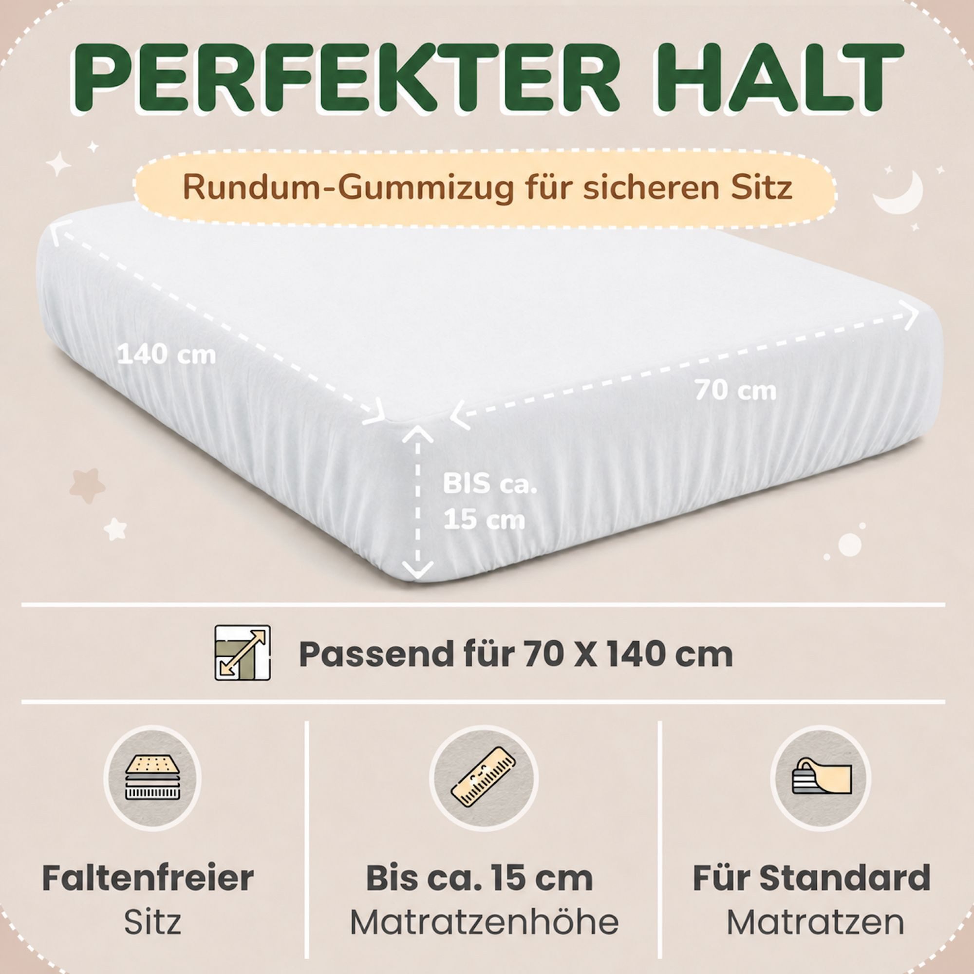 leevitex® Spannbettlaken in verschiedenen Größen und Farben, Jersey aus 100% Baumwolle, Jersey, Gummizug: rundum, (1 Stück), für Kinder- & Standardmatratzen, OEKO-TEX® STANDARD 100 zertifiziert