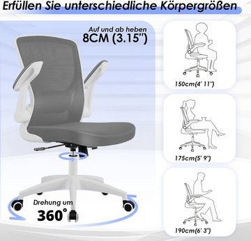 KERDOM Bürostuhl (Bürostuhl ergonomisch: Schreibtischstuhl mit verstellbarem Sitz), Bürostuhl, Ergonomischer Schreibtischstuhl mit Klappbaren Armlehnen