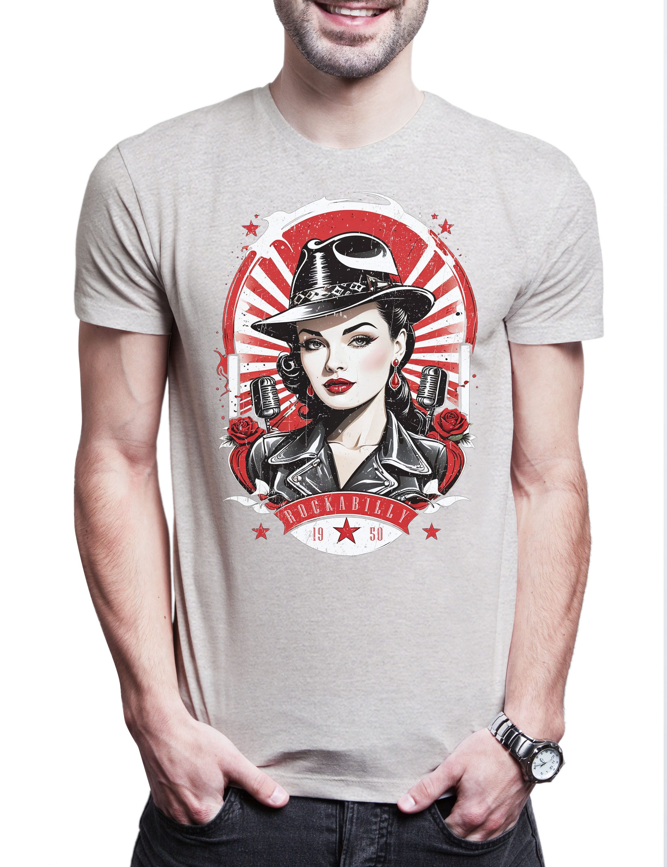 Urban Backwoods Print-Shirt Rockabella Beauty Herren T-Shirt Tattoo Rockabi günstig online kaufen
