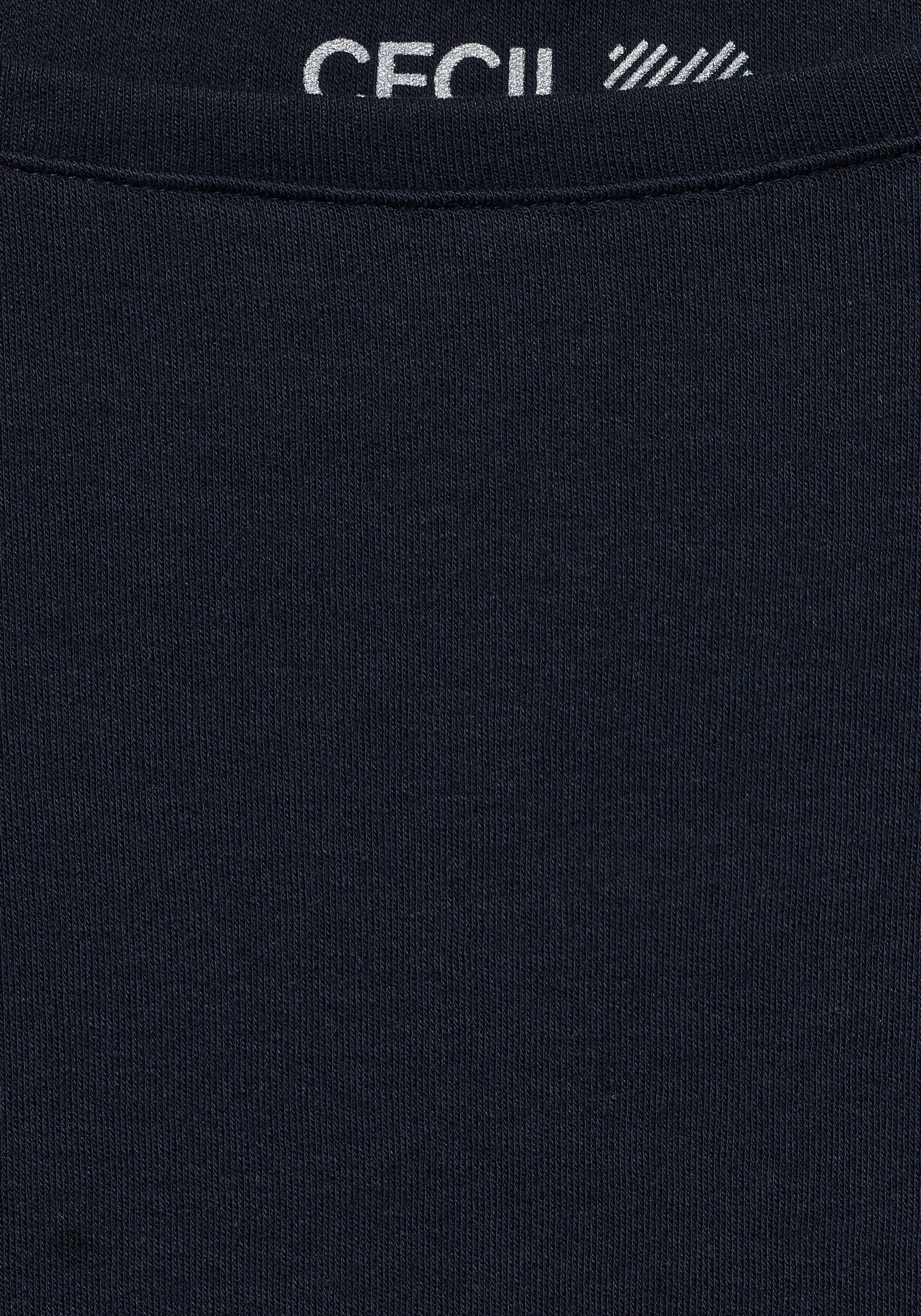 klassischem U-Boot-Ausschnitt blue 3/4-Arm-Shirt deep mit Cecil