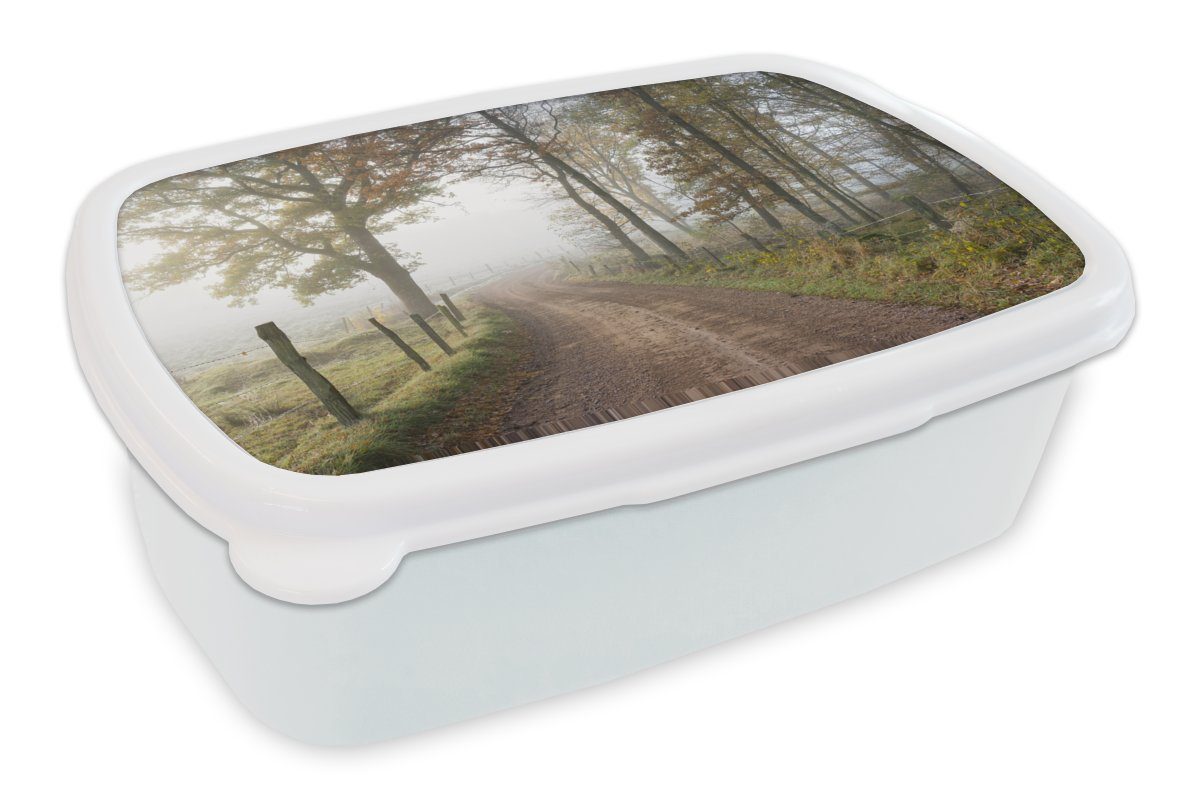 flachen der Kunststoff, Pfad Mädchen Nationalparks Jungs Schweden, weiß Landschaft Lunchbox für Söderåsen Kinder in in MuchoWow Brotbox und (2-tlg), des Brotdose, für Erwachsene, und