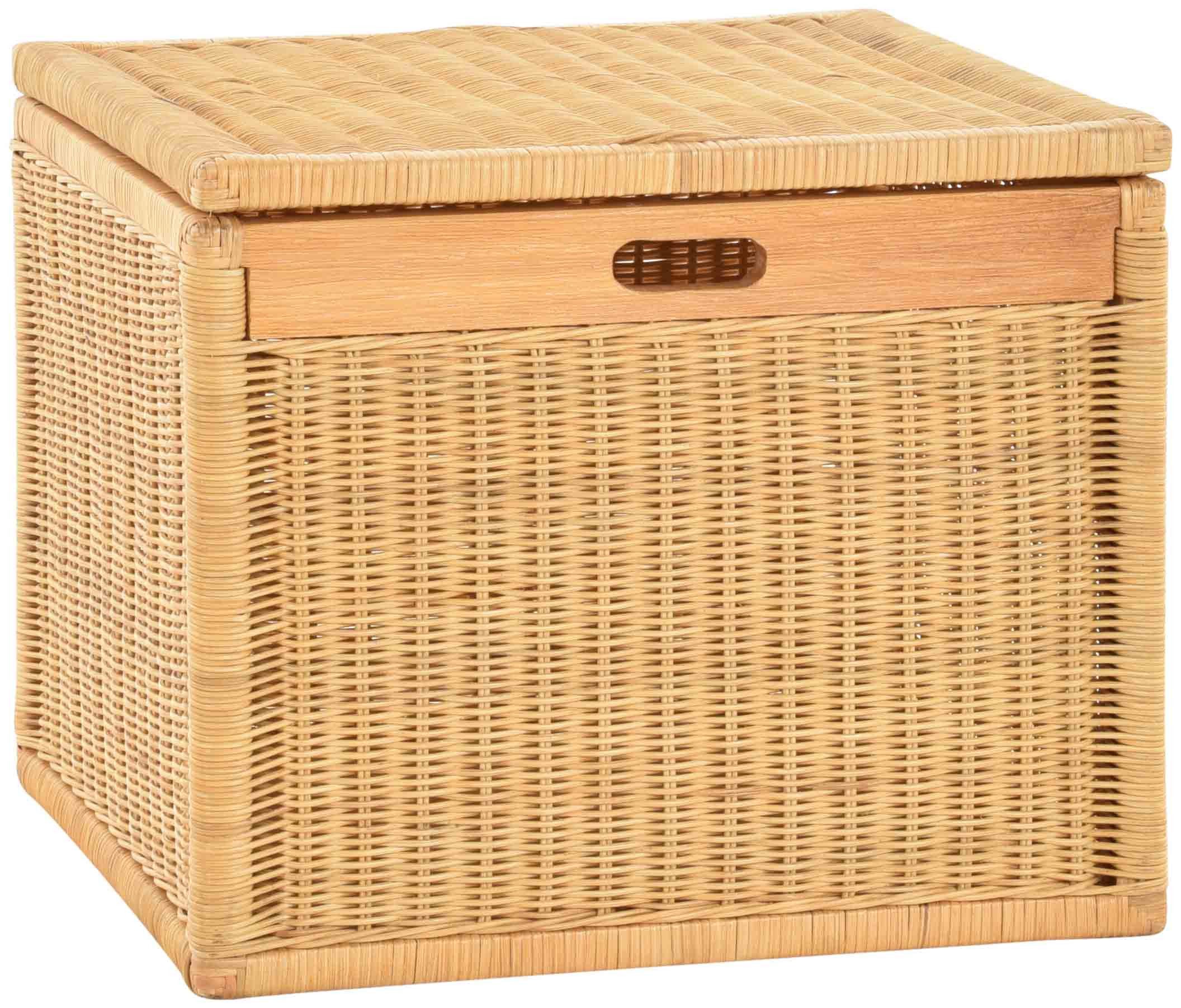 Krines Home Wäschekorb Korb mit Deckel Rattan geflochten Regalkorb, Schrankkorb Aufbewahrung, Kubus Groß