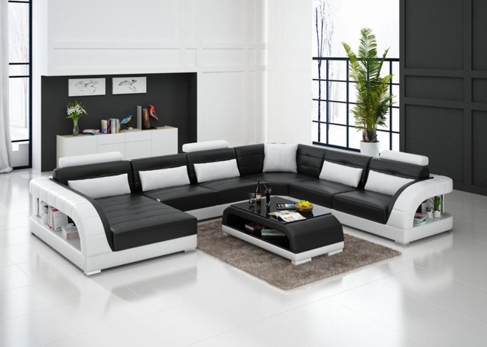 JVmoebel Ecksofa, Ledersofa Couch Wohnlandschaft Eck Design Sofa Modern Ecksofa