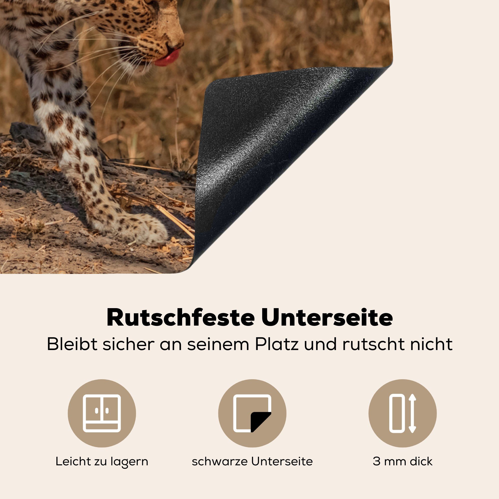MuchoWow Herdblende-/Abdeckplatte Gepard - Camouflage Äste, 83x51 küche für - Arbeitsplatte Vinyl, (1 cm, Ceranfeldabdeckung, tlg)