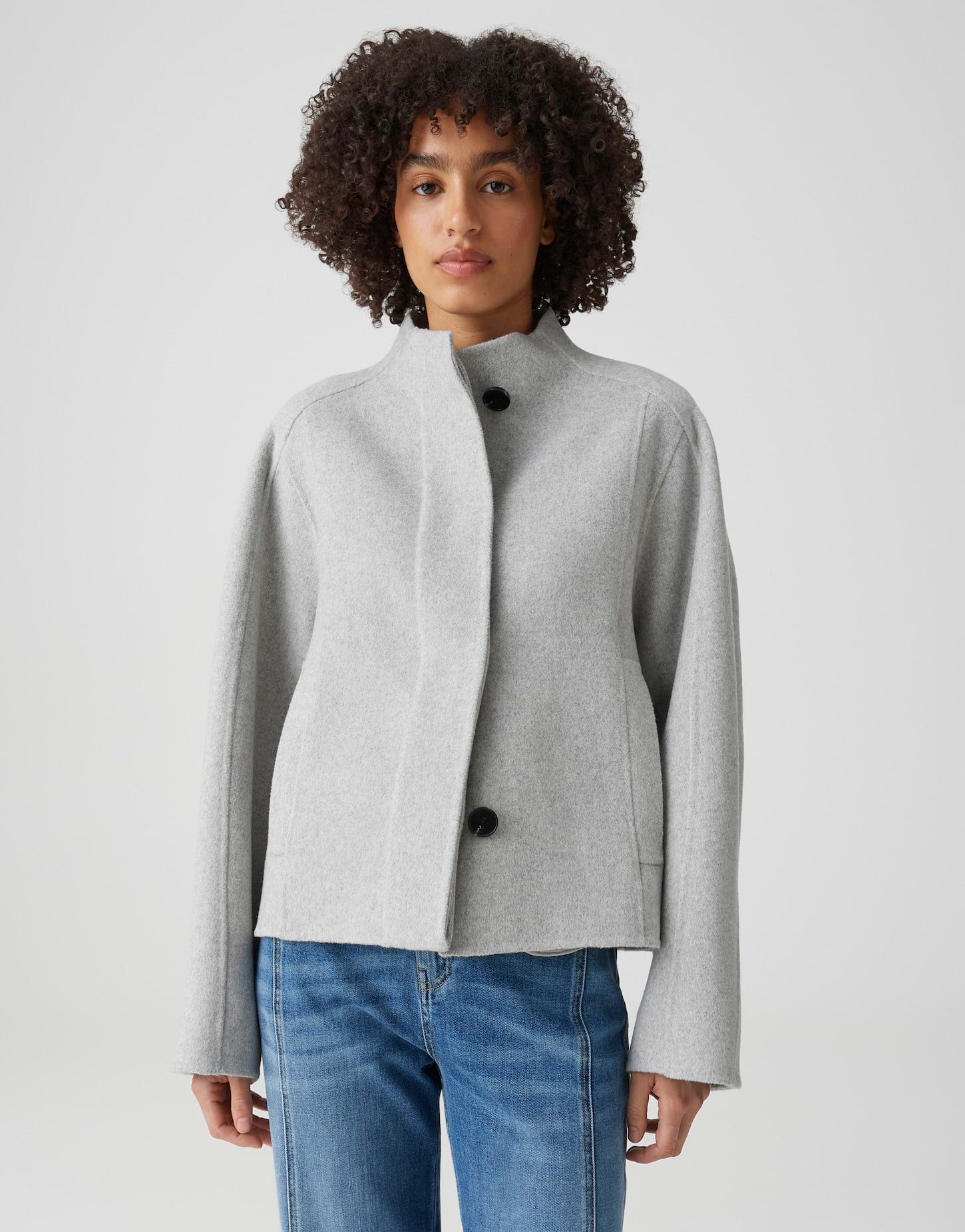 OPUS Wolljacke Jacke aus doppellagige Wollqualität Regular Fit Paspeltaschen vorne