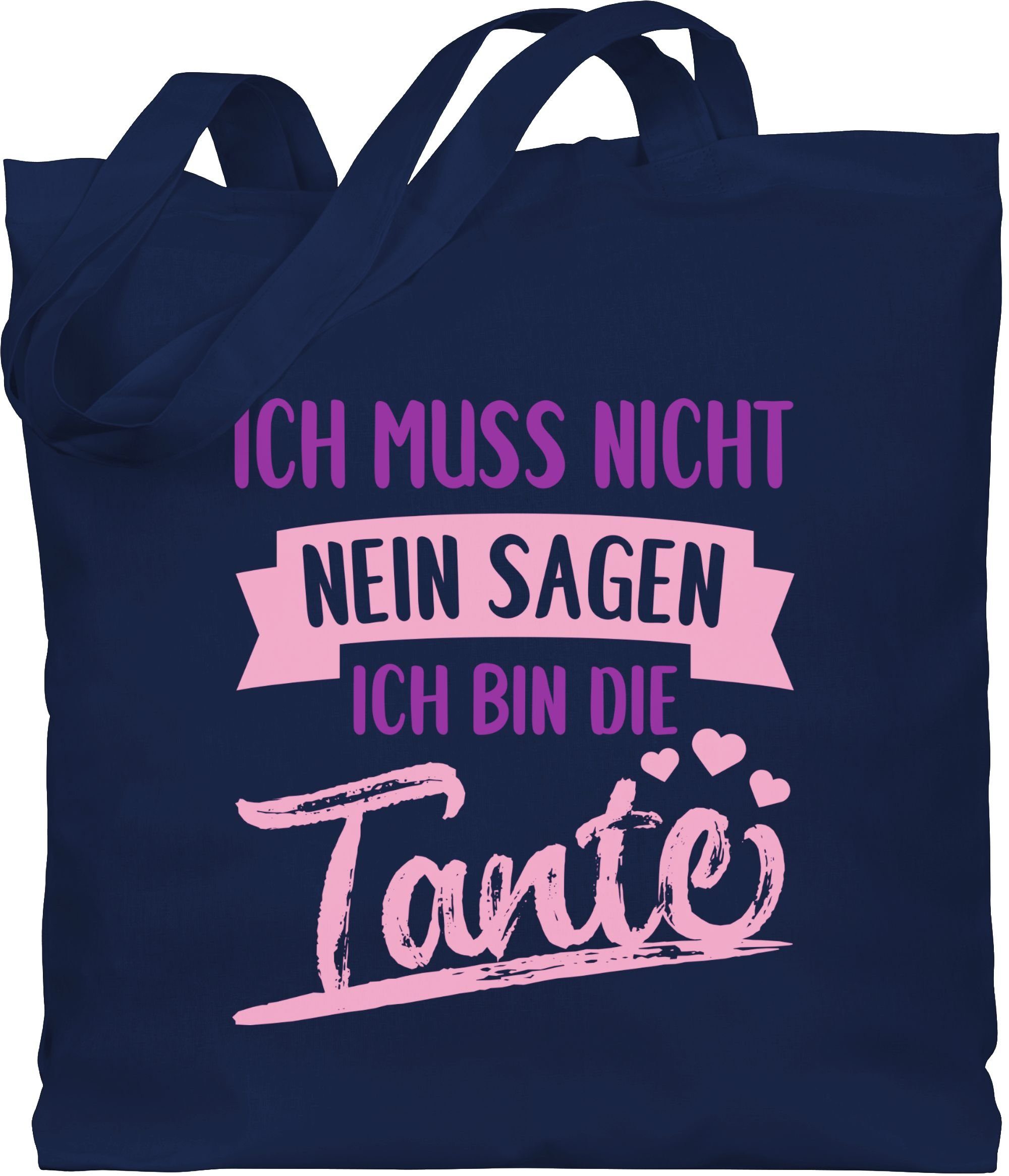 lila, Blau Tante Ich Umhängetasche sagen Geschenk / muss rosa Tante- nein 2 Navy Shirtracer ich Schwester nicht die bin und