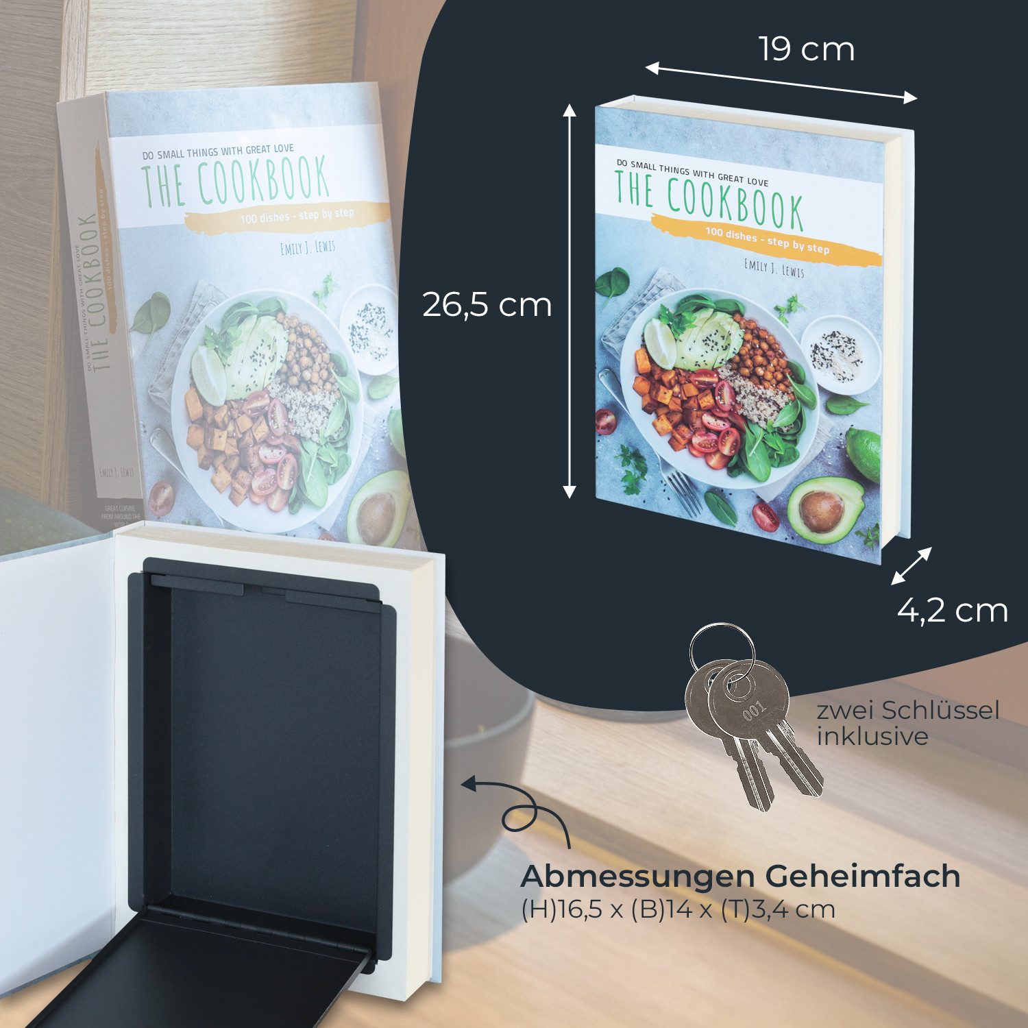 HMF Buchtresor getarnter Buchsafe für Zuhause, innovatives Geheimversteck für Wertsachen, 26,5 x 19 x 4,2 cm – Bild 5 von 5