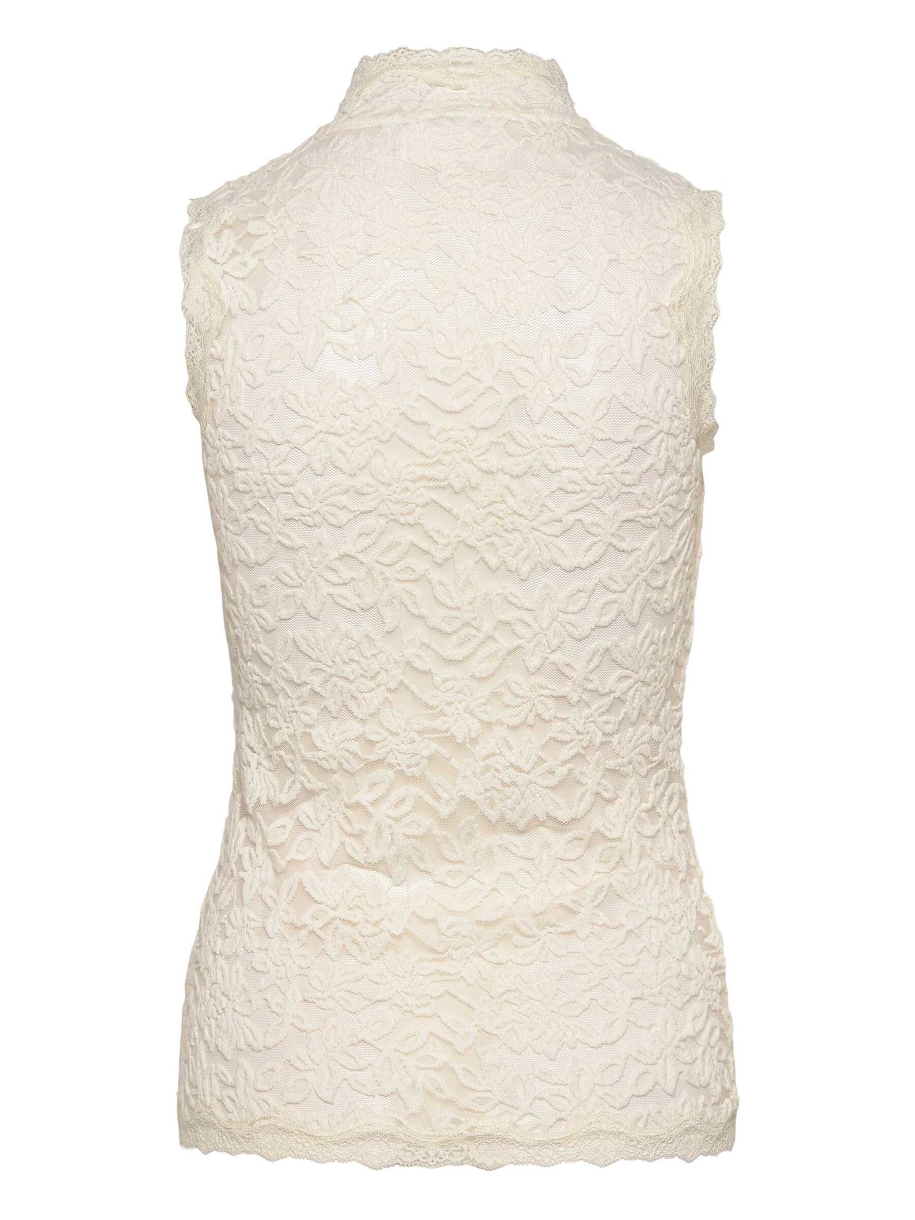 rosemunde Spitzentop Delicia lace top aus elastischer Baumwollspitze mit Stehkragen und Knopfleiste