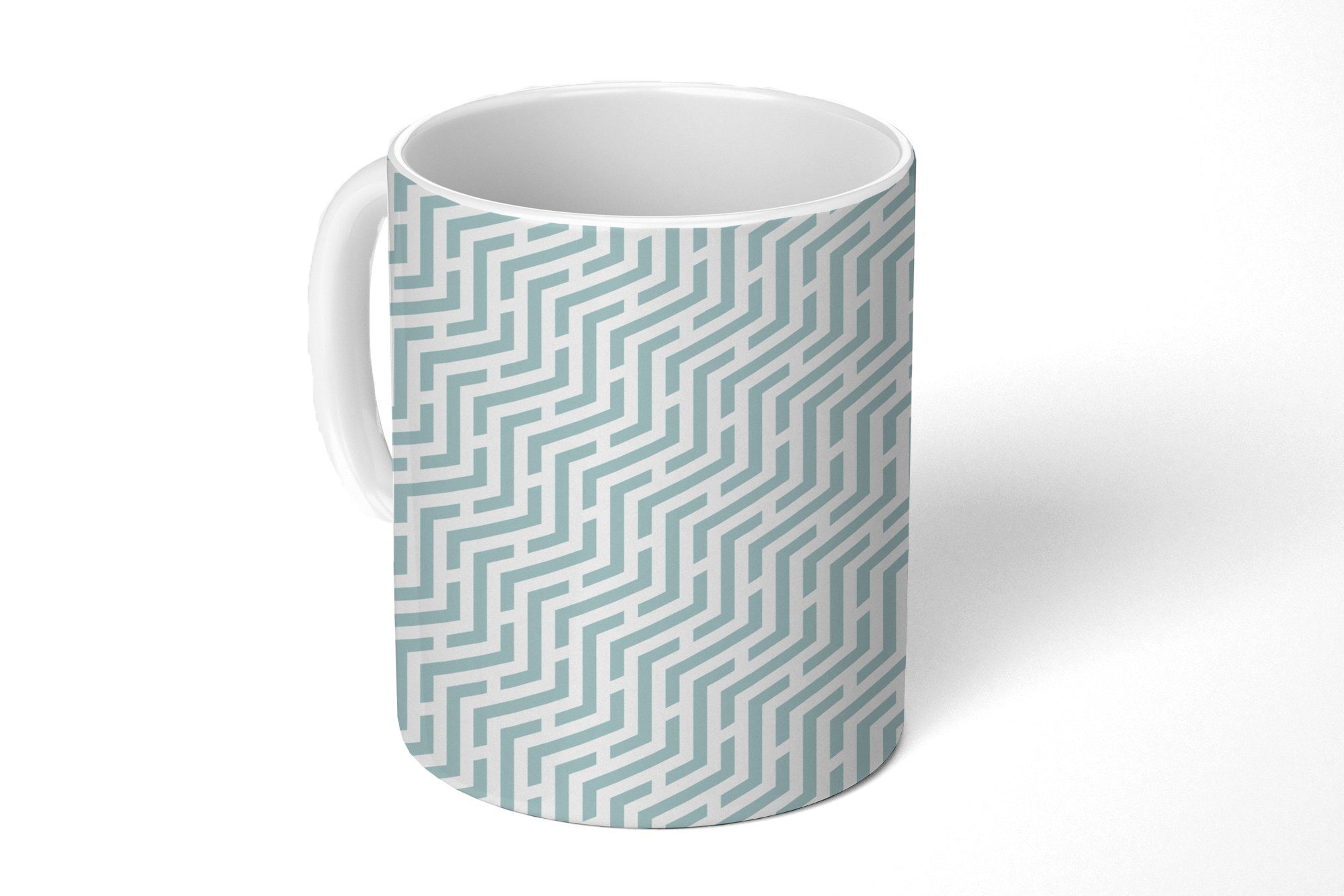 MuchoWow Tasse Design - Geometrie - Muster - Grün, Keramik, Kaffeetassen, Teetasse, Becher, Teetasse, Geschenk