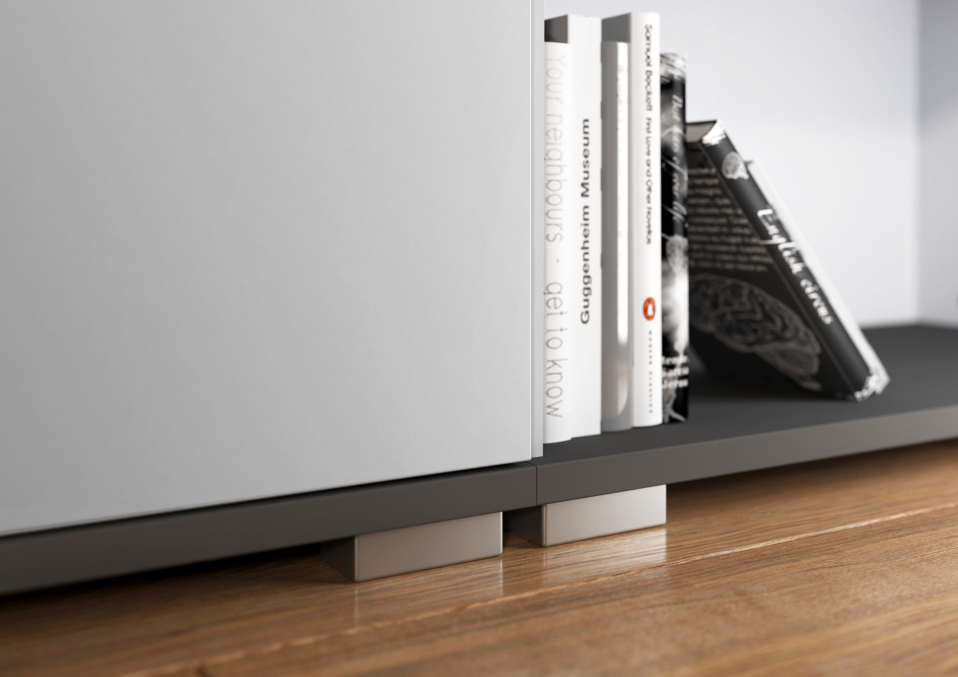 möbelando Bücherregal 416, BxHxT: 80x200x40 in cm, grau, mit 4 Einlegeböden anthrazit