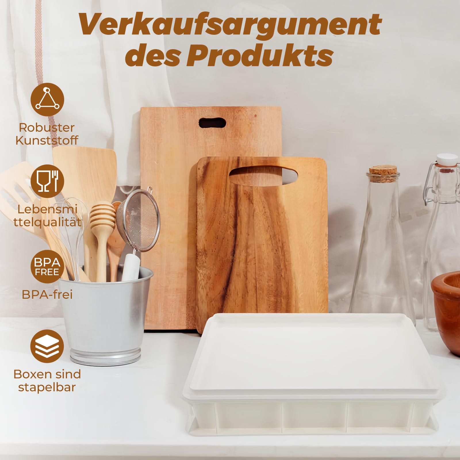 PFCTART Pizzaofen Pizzaballenbox Euronorm 30×40×7,5 cm mit Deckel, Stapelbare Gärbox für Pizza- & Brotteig